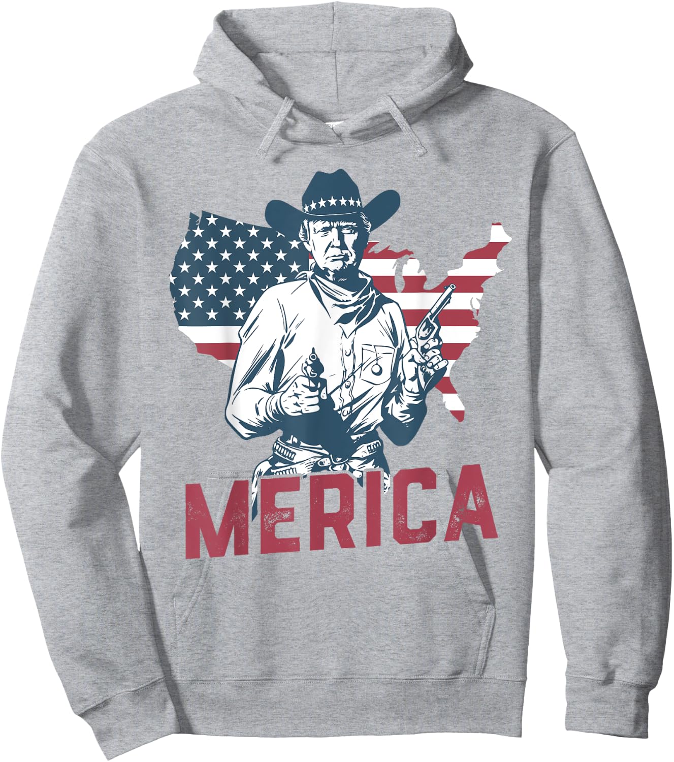 'MERICA TRUMP Happy 4th Of July Trump American Flag Gifts Hoodie - Hoodie | Ash