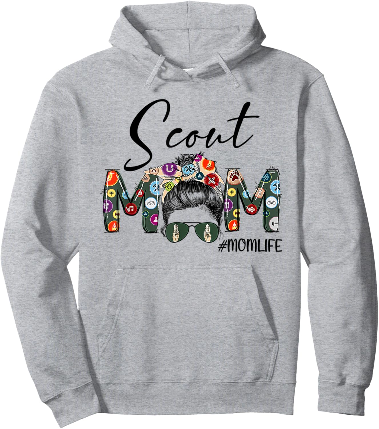 Scouting Scout Mom Life Messy Bun Hair Mother's Day Hoodie - Hoodie | Ash
