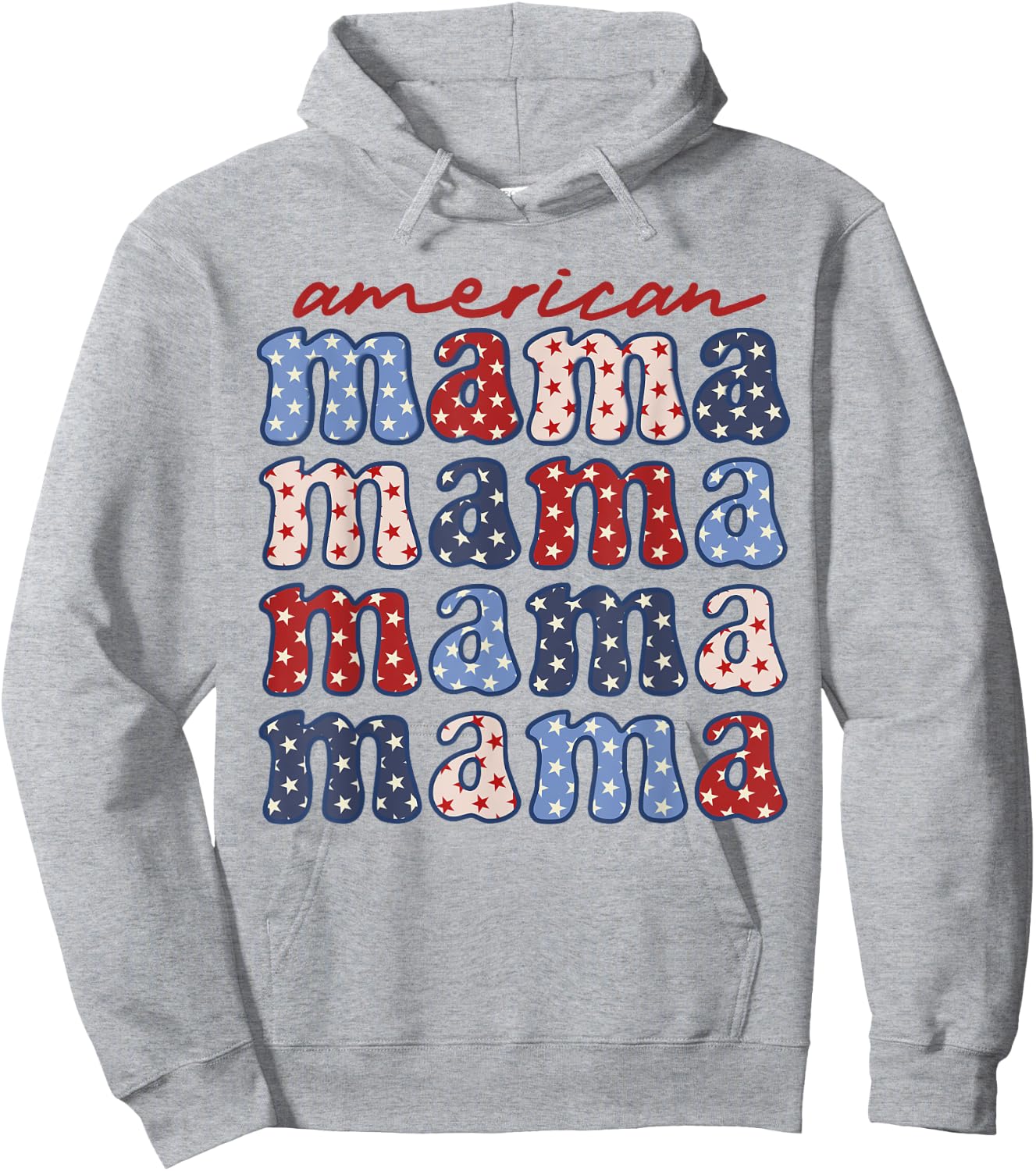 American Mama Mother's Day 4th Of July American Flag Hoodie - Hoodie | Ash