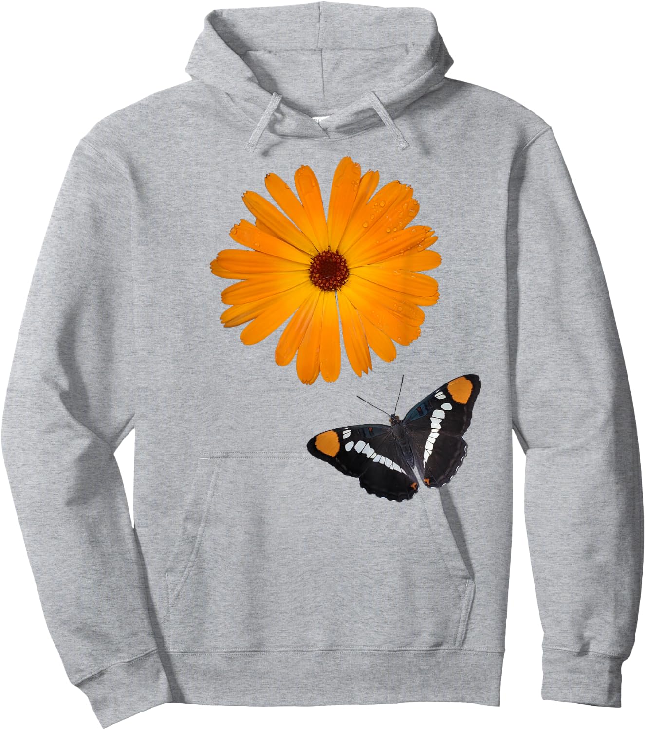 Cute California Sister Butterfly and Calendula Shapes Mania Hoodie - Hoodie | Ash