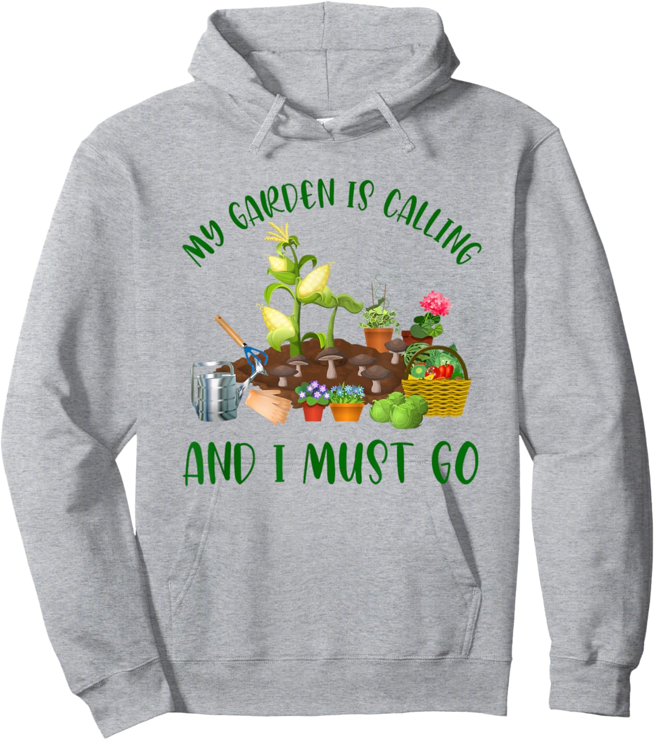 My Garden Is Calling And I Must Go Funny Gardener Gardening Hoodie - Hoodie | Ash