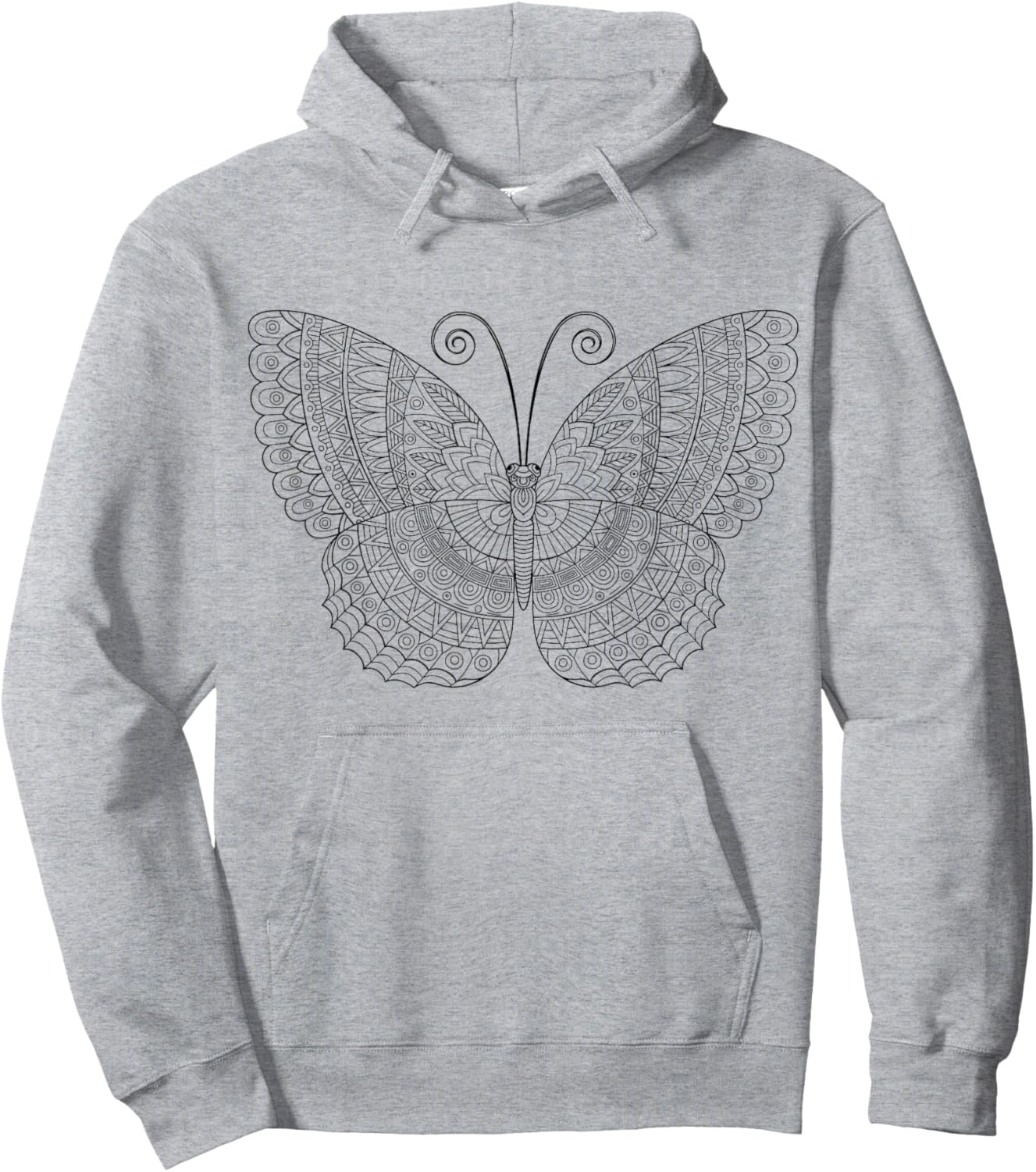 Butterfly mandala for children to paint and color in Hoodie - Hoodie | Ash