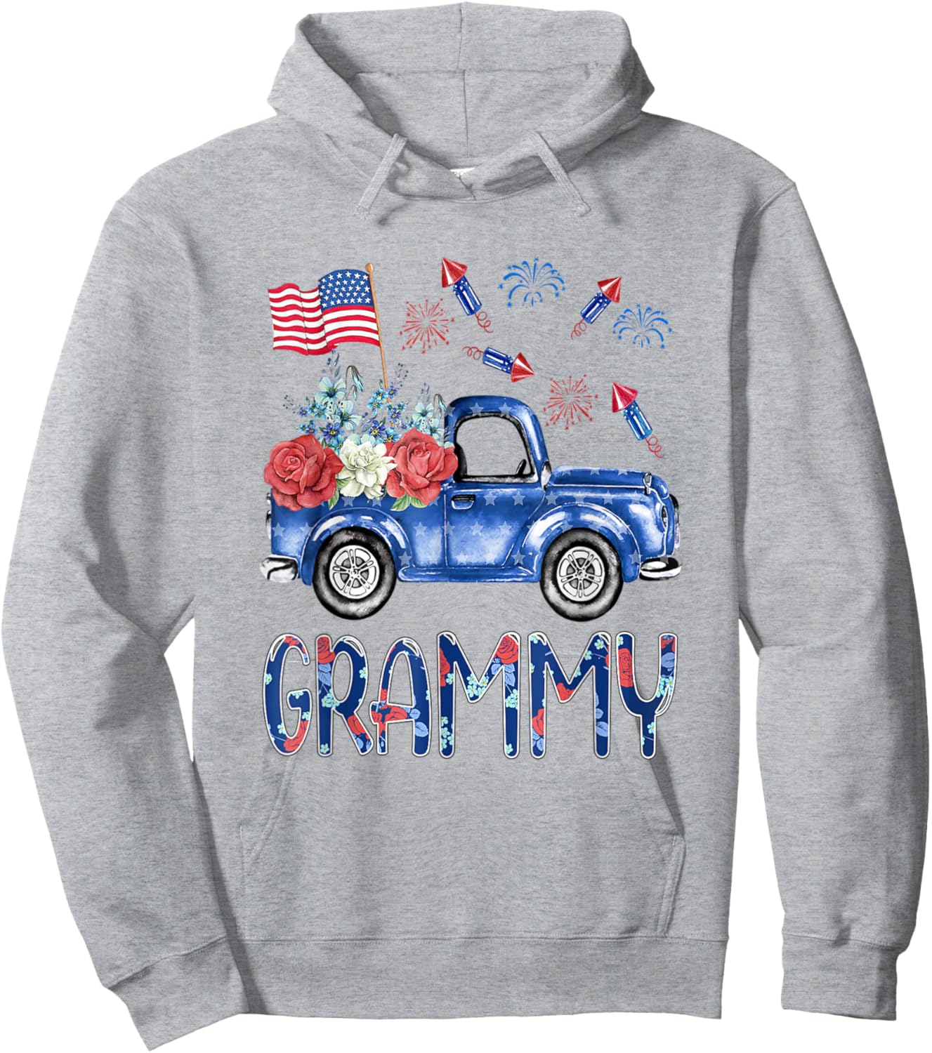 Great Cute Patriotic 4th Of July Women Proud Grammy Hoodie - Hoodie | Ash