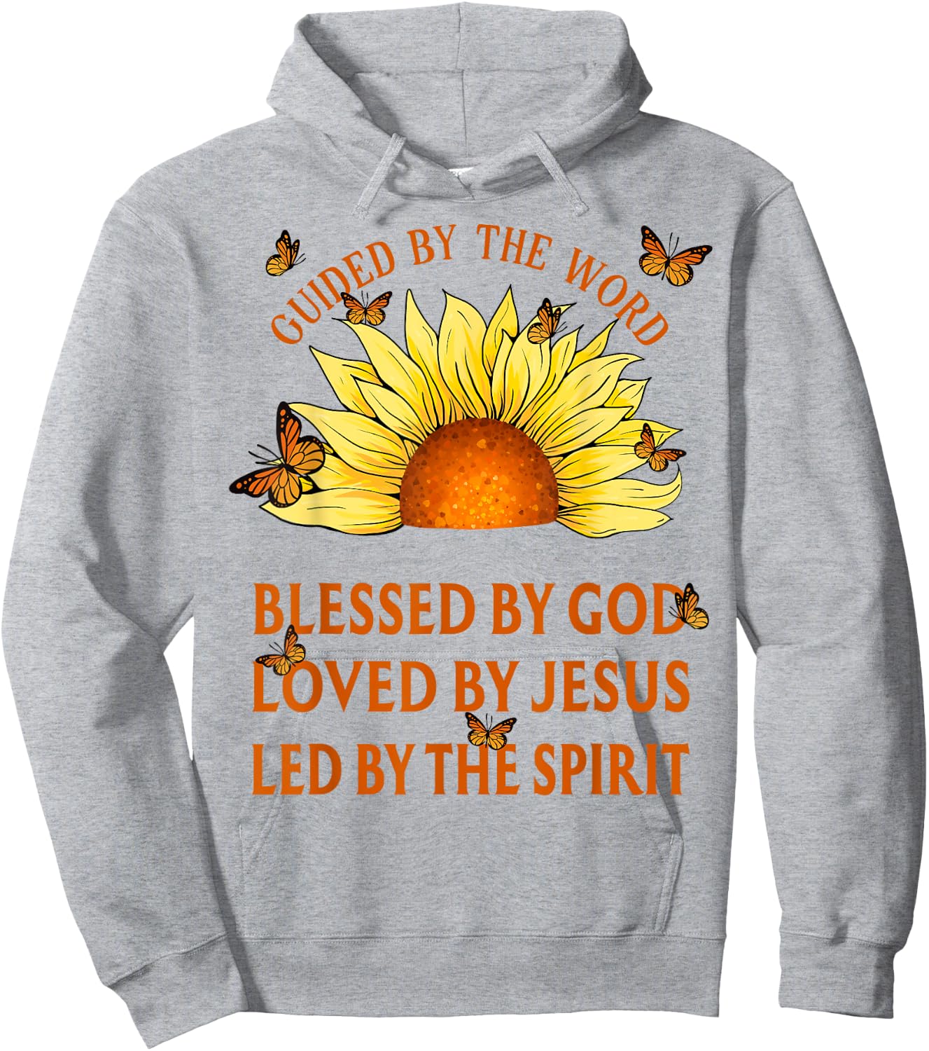 Guided By The Bible Blessed By God Yellow Sunflower Hoodie - Hoodie | Ash