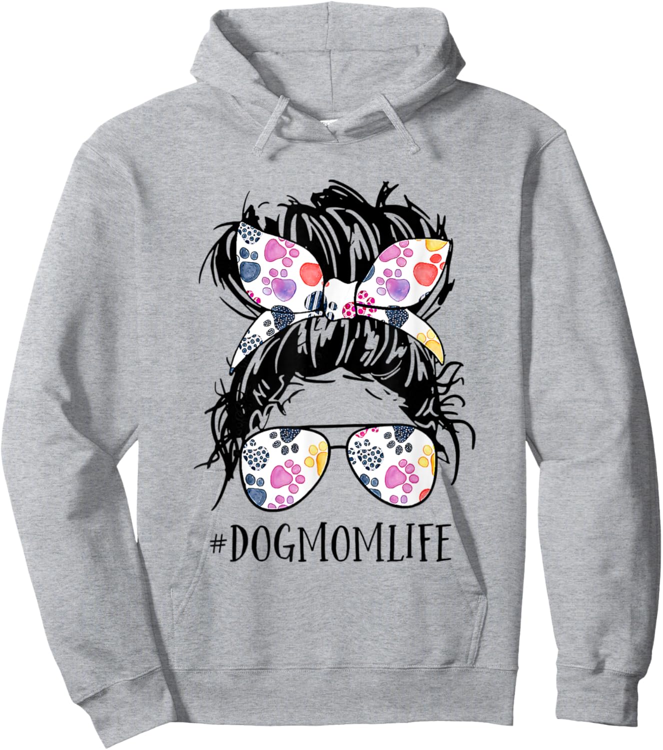 Hair Bun Dog Mom Life Messy Bun Hair Mother's Day Women Hoodie - Hoodie | Ash