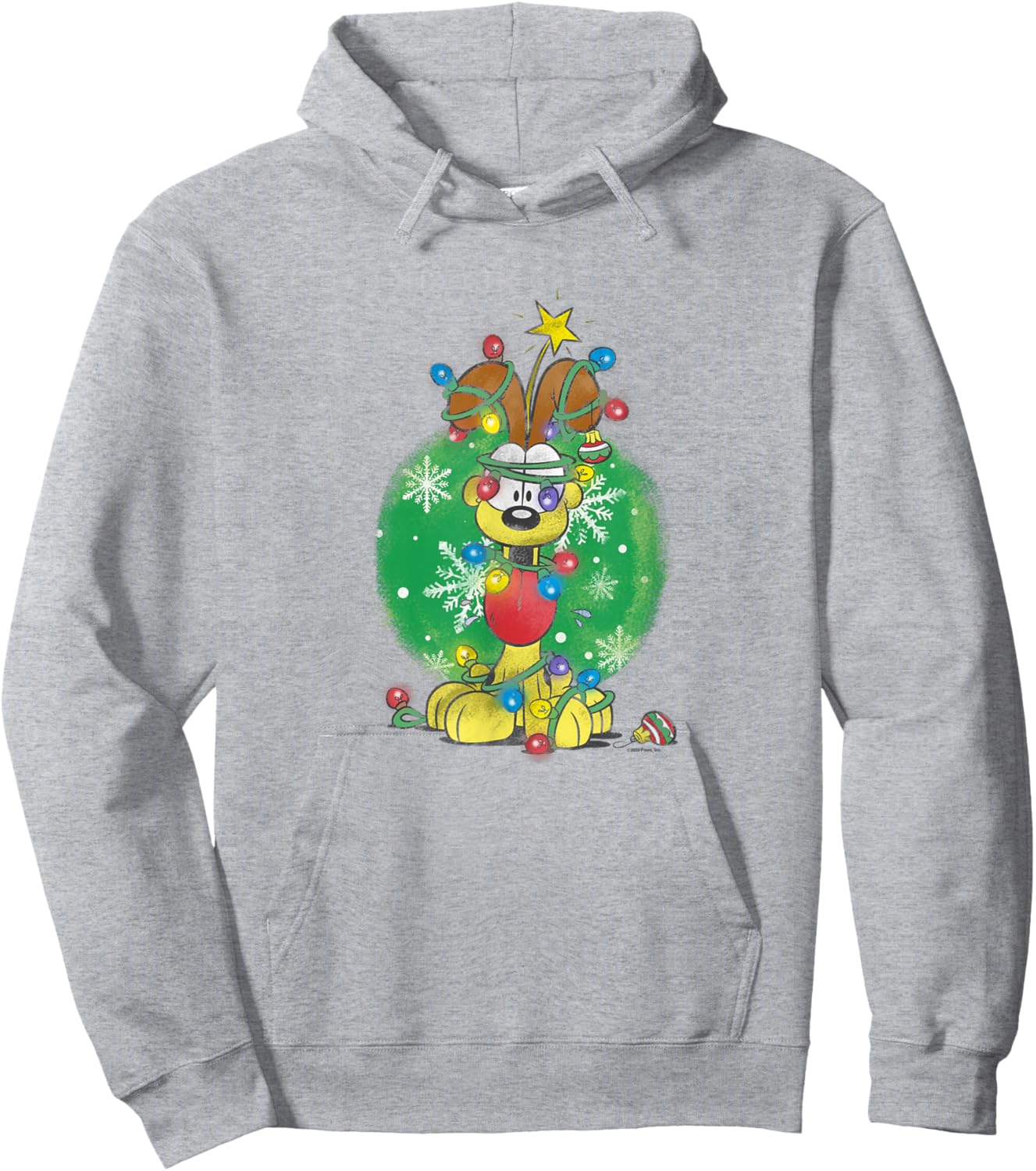 Garfield Odie Wrapped In Christmas Lights Hoodie - Hoodie | Ash