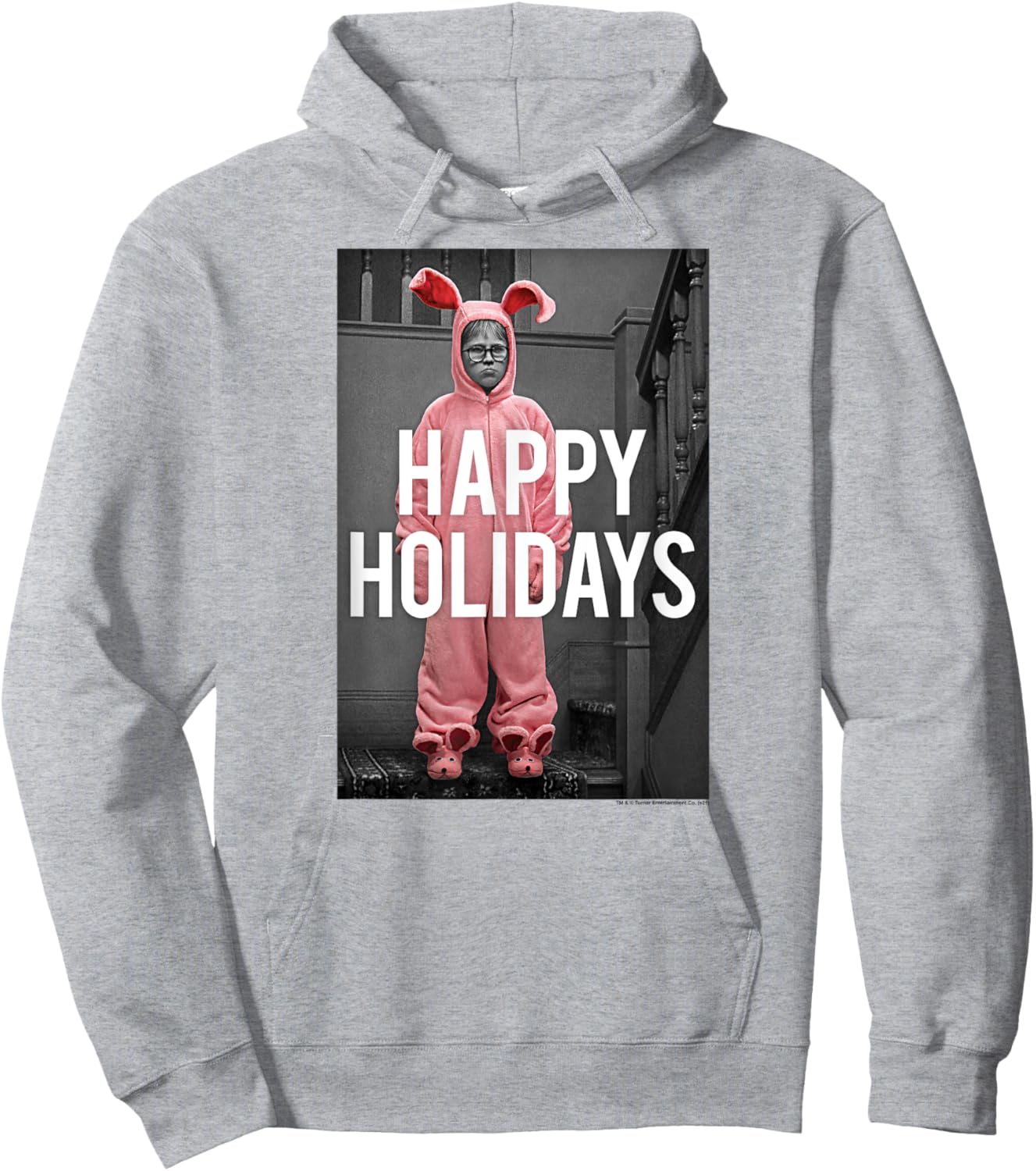 A Christmas Story Happy Holidays Ralphie Pink Bunny Costume Hoodie - Hoodie | Ash