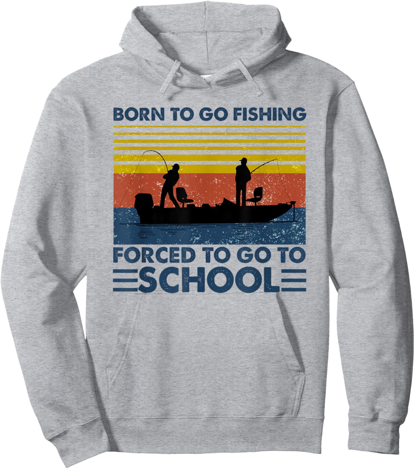 Kids Fishing Shirt Born to Go Fishing Forced to Go to School Hoodie - Hoodie | Ash