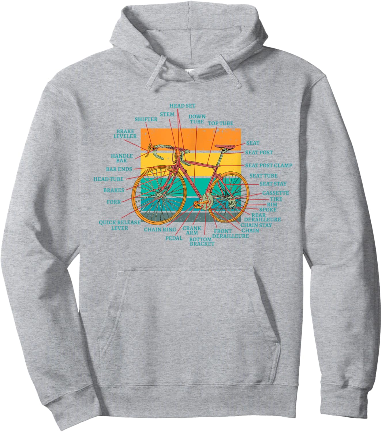 Bike Anatomy of a Bicycle Cycling Lover Hoodie - Hoodie | Ash
