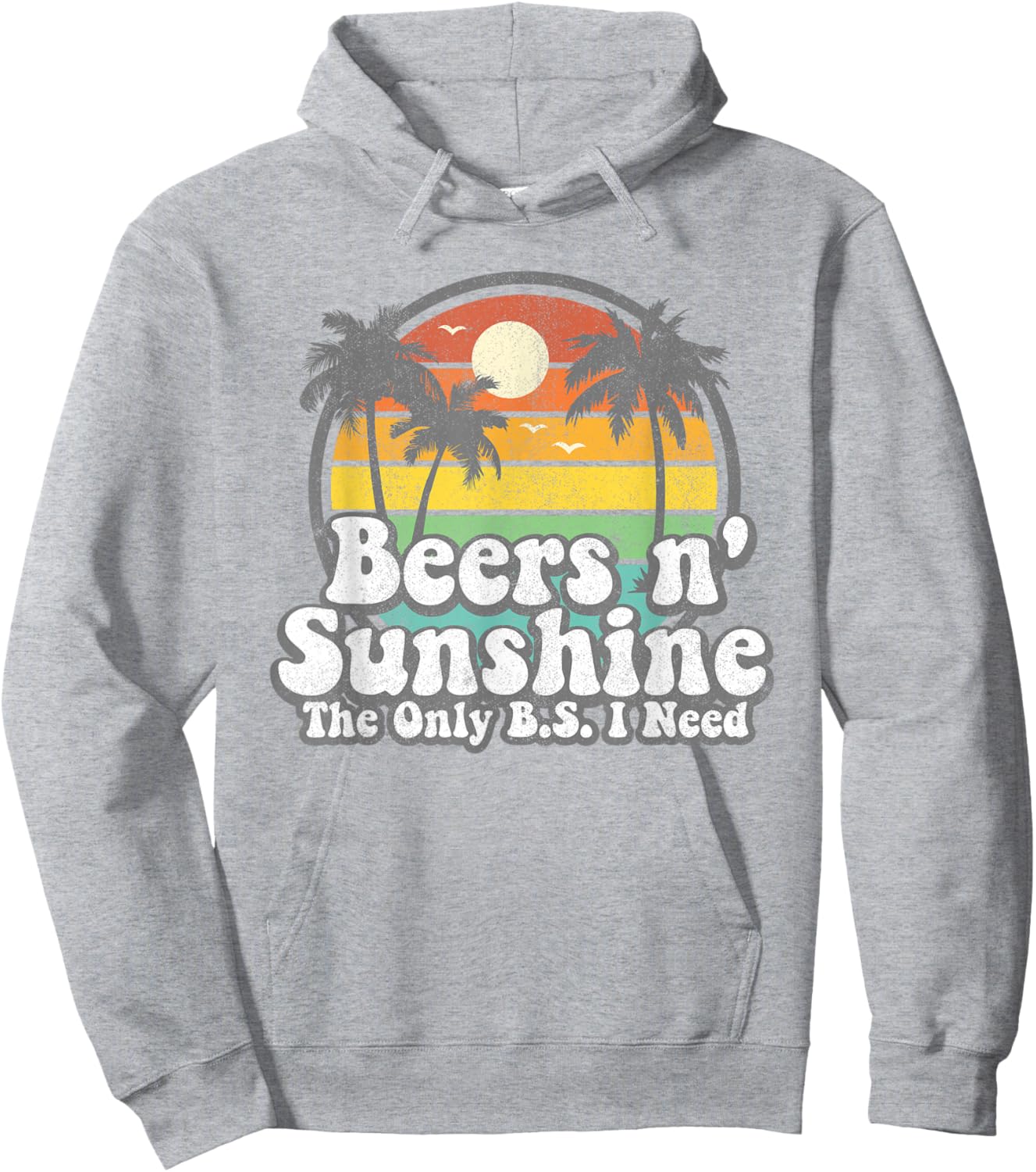 The Only BS I Need is Beers and Sunshine Retro Beach Gift Small Hoodie - Hoodie | Ash