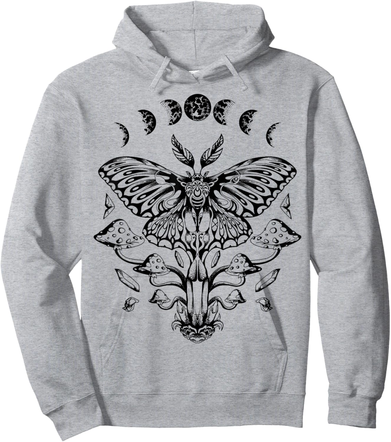 Moth Moon Phases Tarot Butterfly Hoodie - Hoodie | Ash