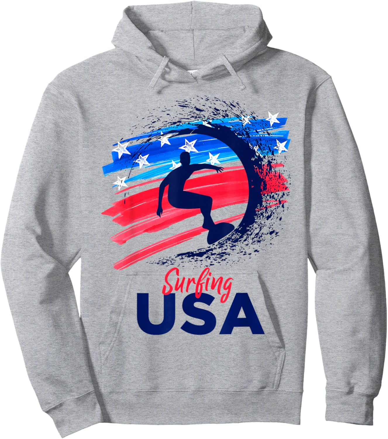 Surfing USA Support the Team Shirt USA Flag Surf Lover Hoodie - Hoodie | Ash