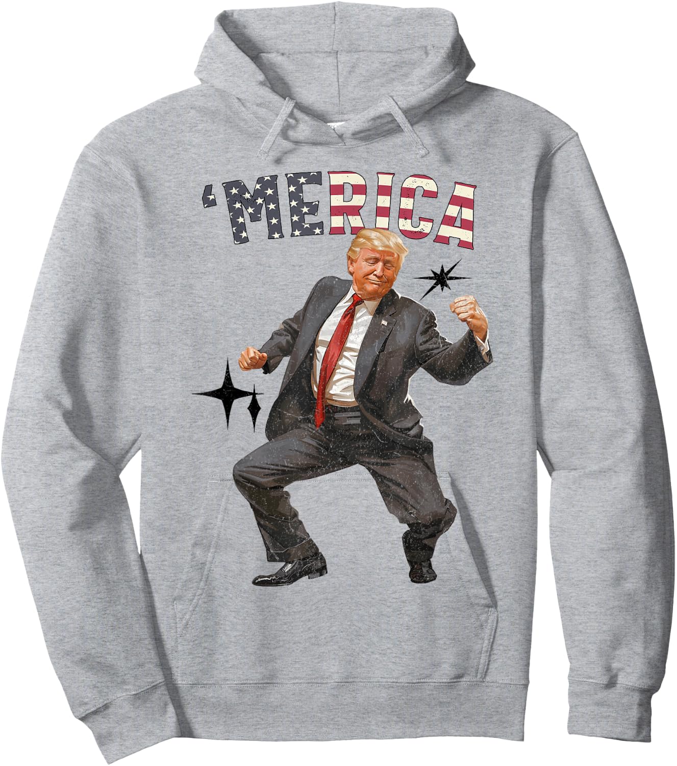 'MERICA TRUMP Happy 4th Of July Trump American Flag Gifts Hoodie - Hoodie | Ash