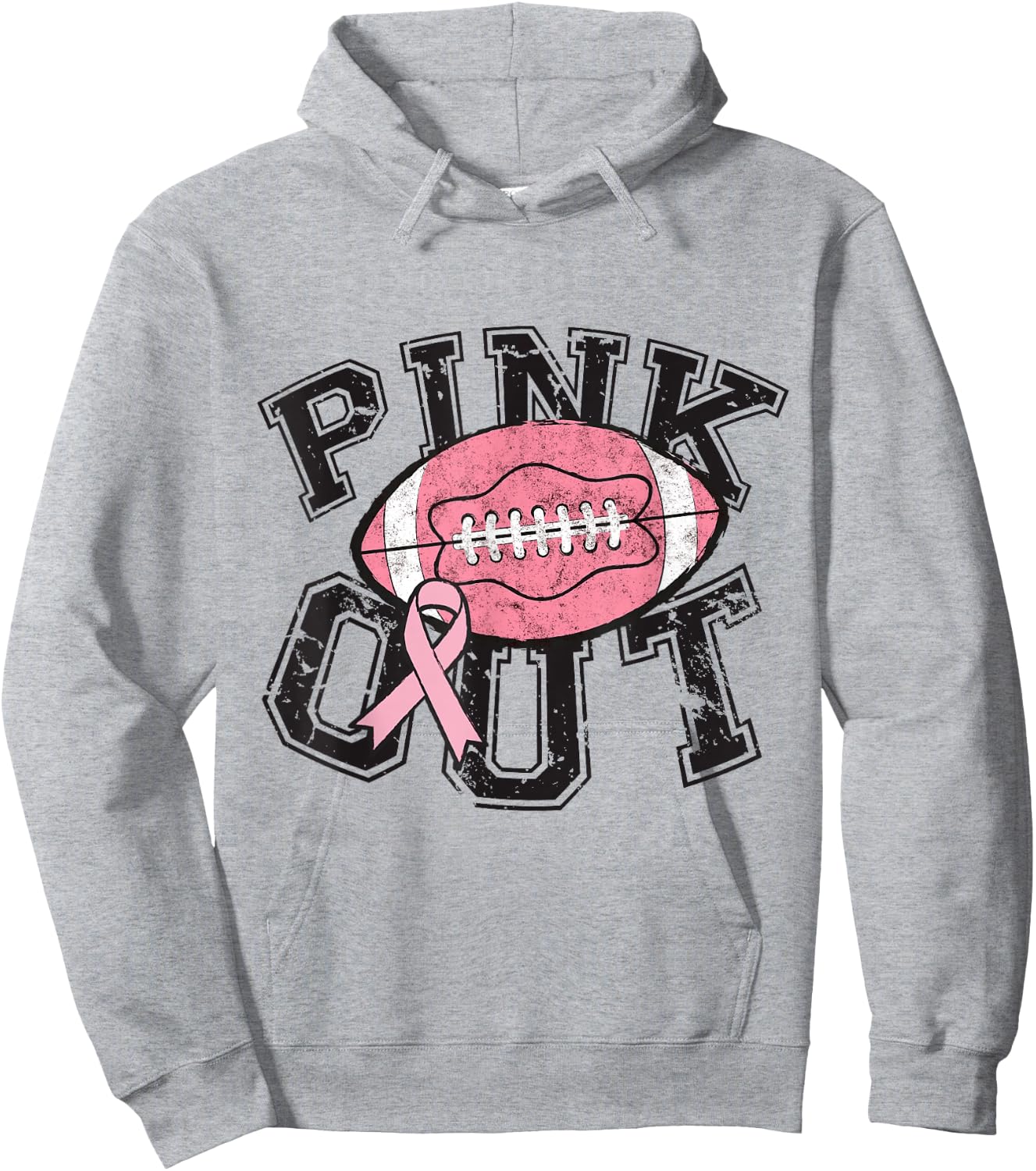 Pink Out Football Team Breast Cancer Awareness Month Hoodie - Hoodie | Ash