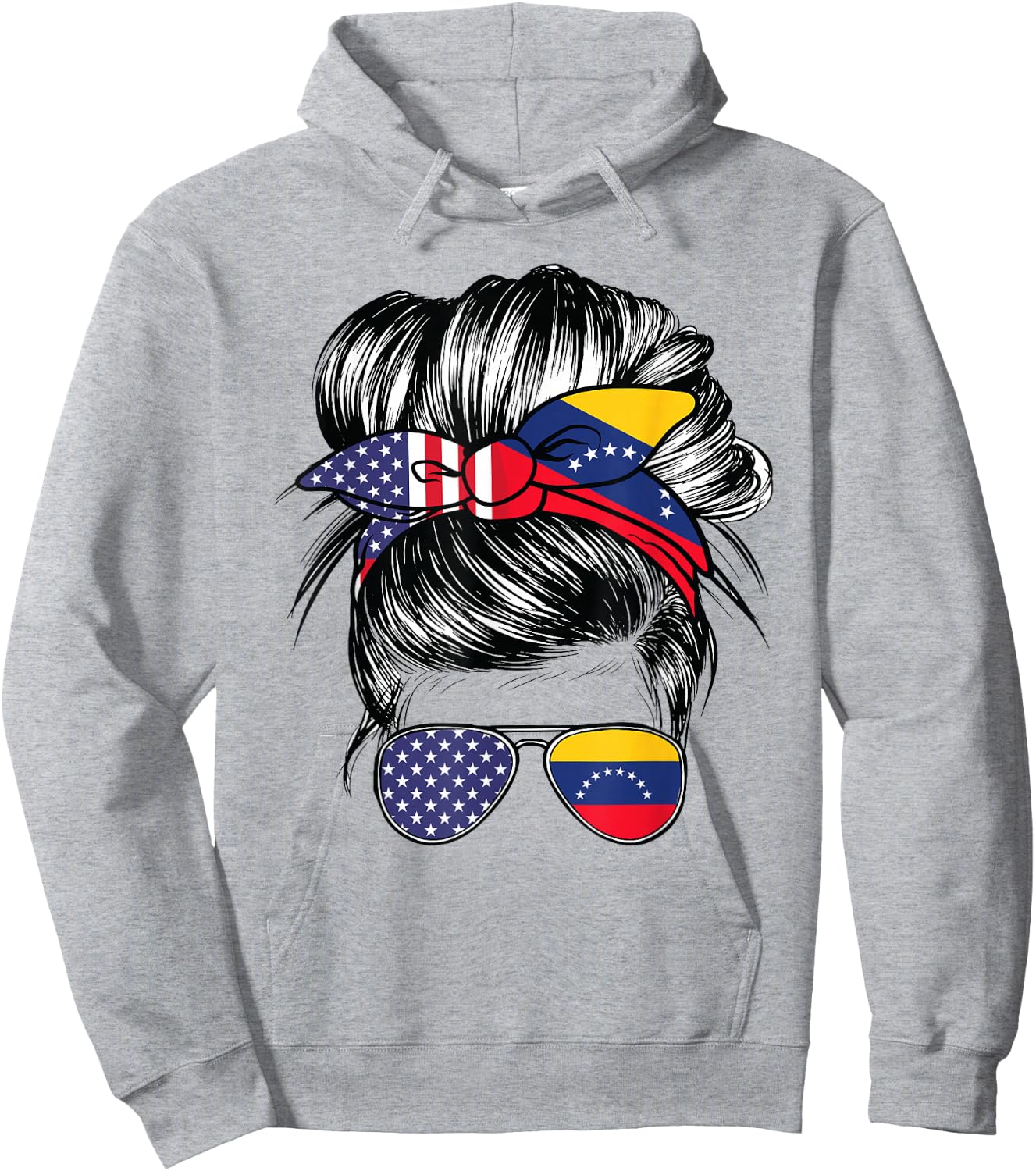 Venezuela Flag American Women Girl USA Heritage Venezuelan Hoodie - Hoodie | Ash