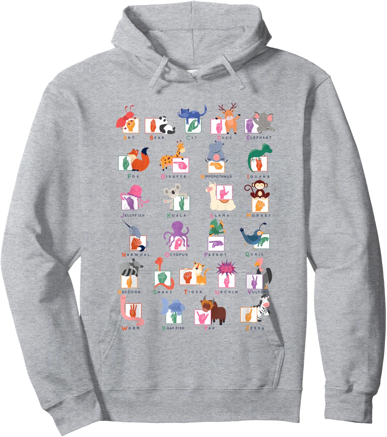 American Sign Language Gifts for Teachers ASL Alphabet Hoodie - Hoodie | Ash