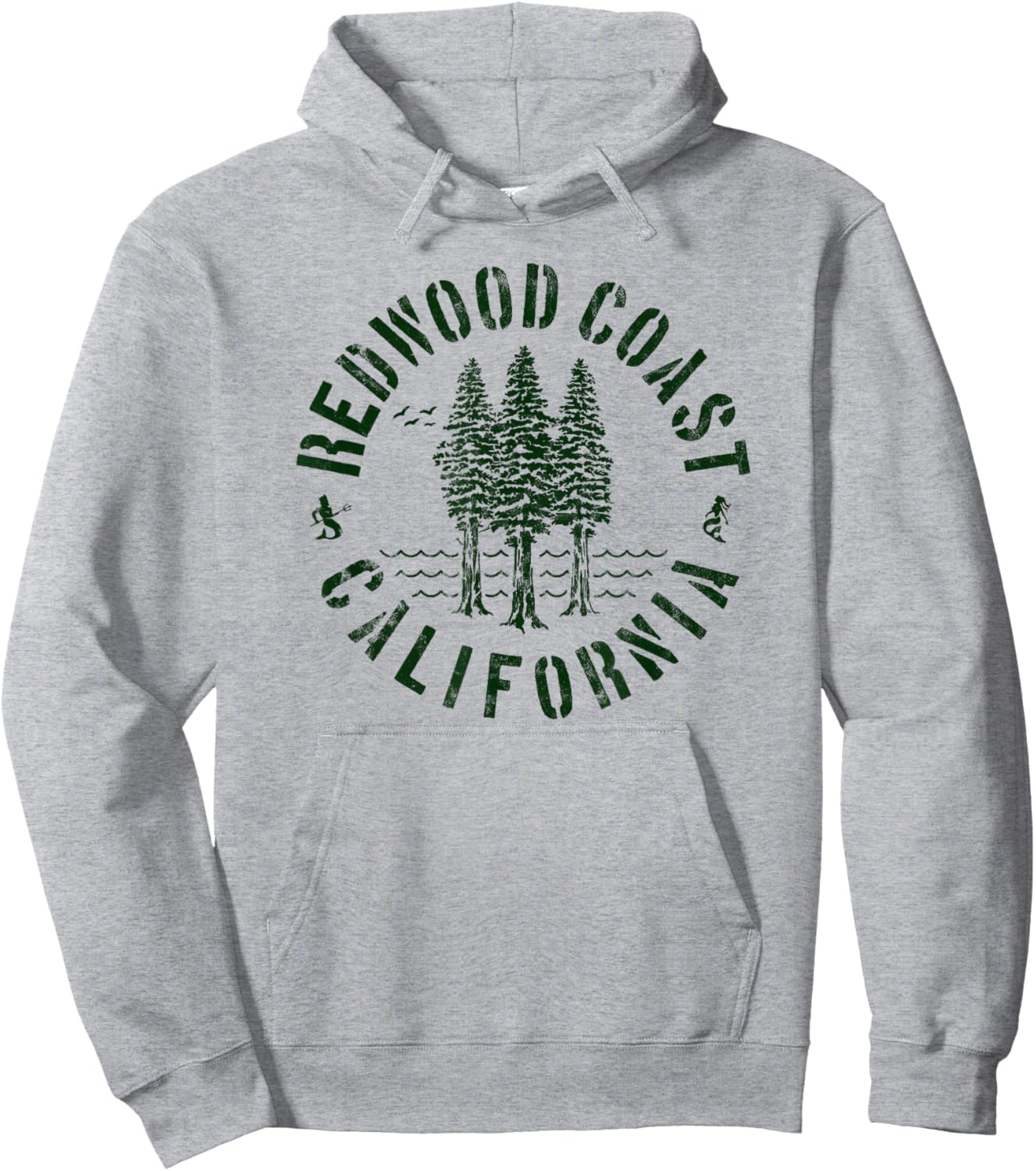 Redwood Coast California Trees Forest Ocean Outdoors Camping Hoodie - Hoodie | Ash