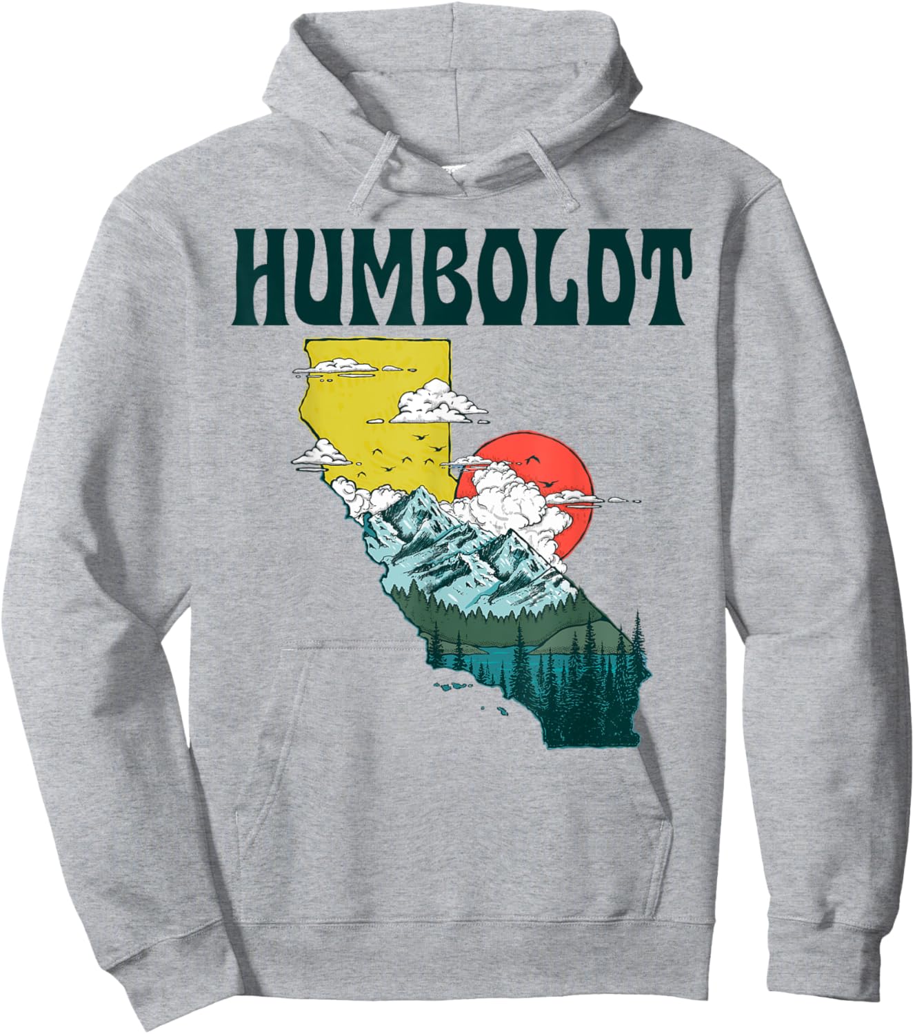 Humboldt California Outdoors Nature & Mountains Vintage Art Hoodie - Hoodie | Ash