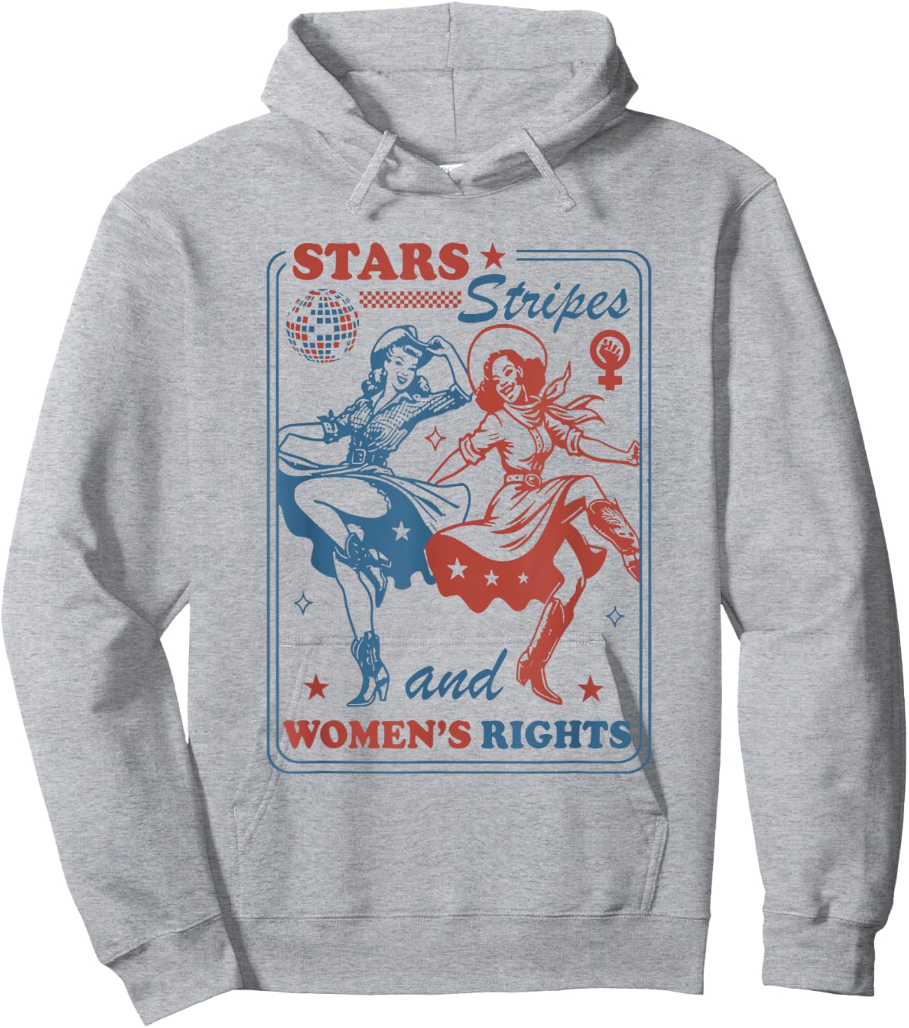 Stars Stripes & Equal Rights 4th of July Retro Groovy Women Hoodie - Hoodie | Ash