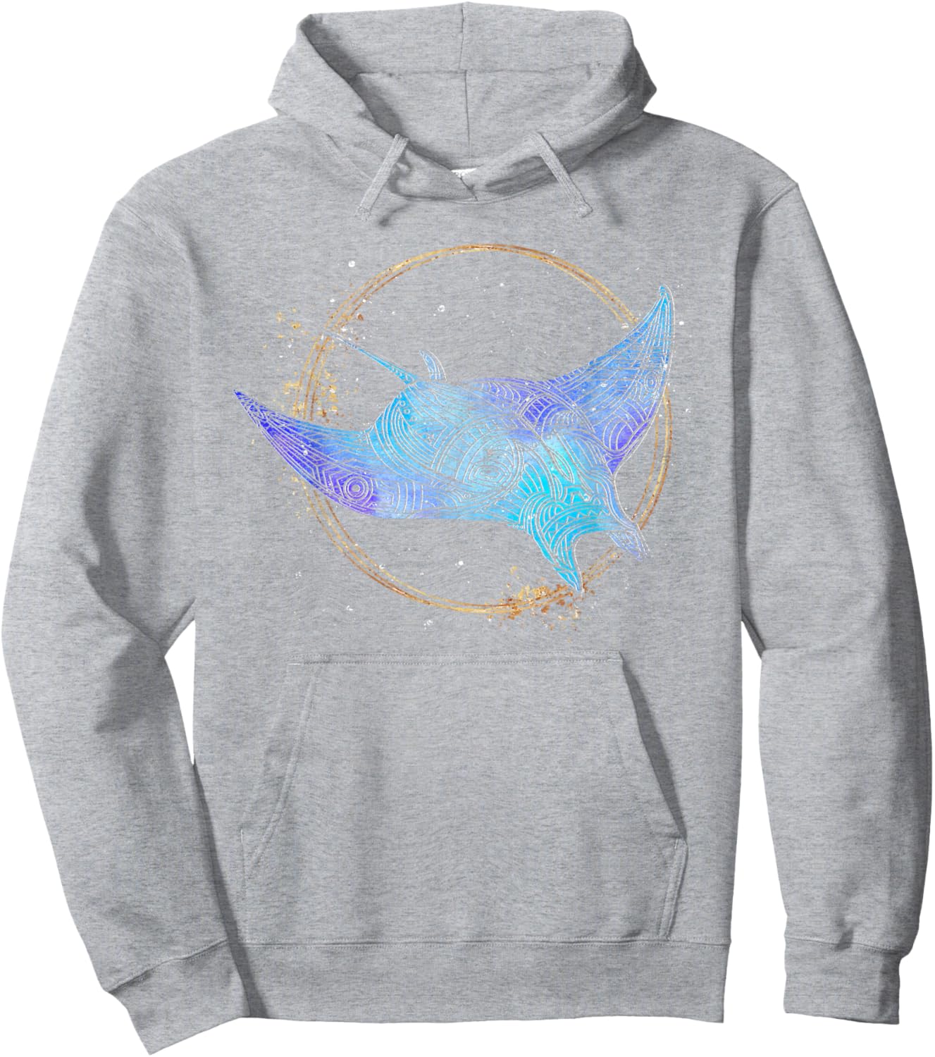 Ocean Animal Lover Hawaiian Tattoo Stingray Manta Ray Hoodie - Hoodie | Ash