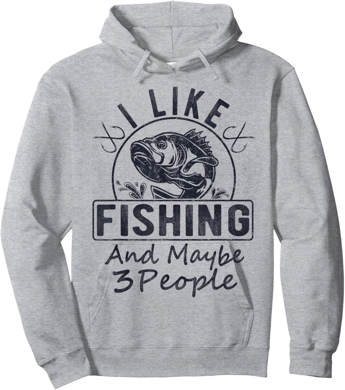 I Like Fishing & Maybe 3 People Funny Fishing Saying Graphic Hoodie - Hoodie | Ash