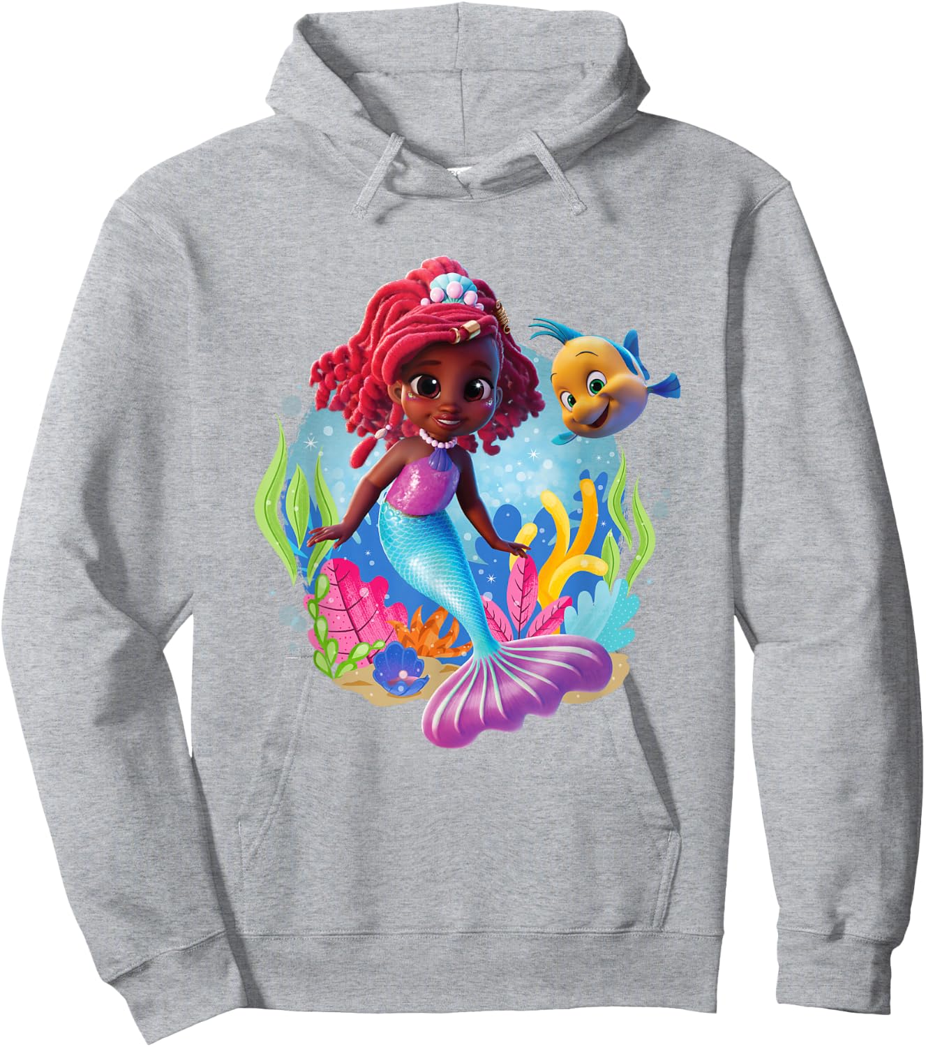 Disney Junior's Ariel Flounder and Ariel Under The Sea Logo Hoodie - Hoodie | Ash