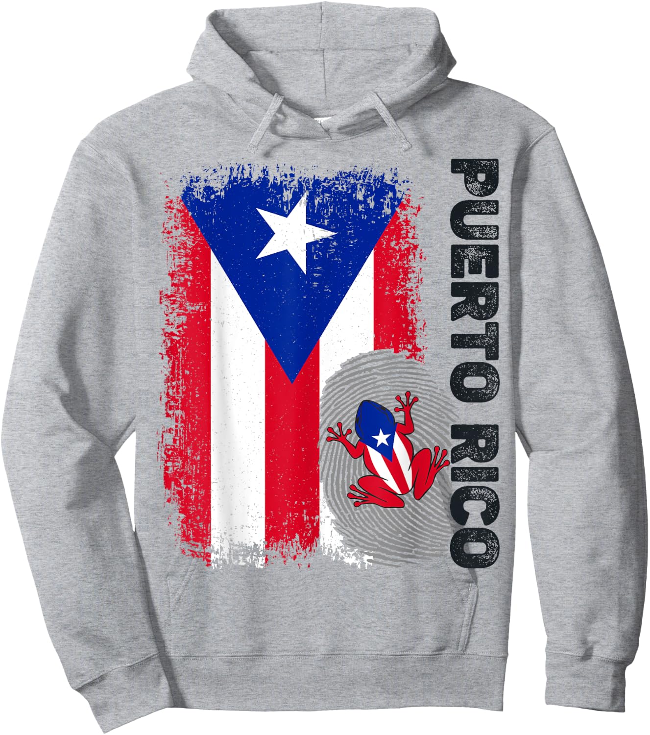 Puerto Rico Flag Hispanic Heritage Boricua Puerto Rican Frog Hoodie - Hoodie | Ash