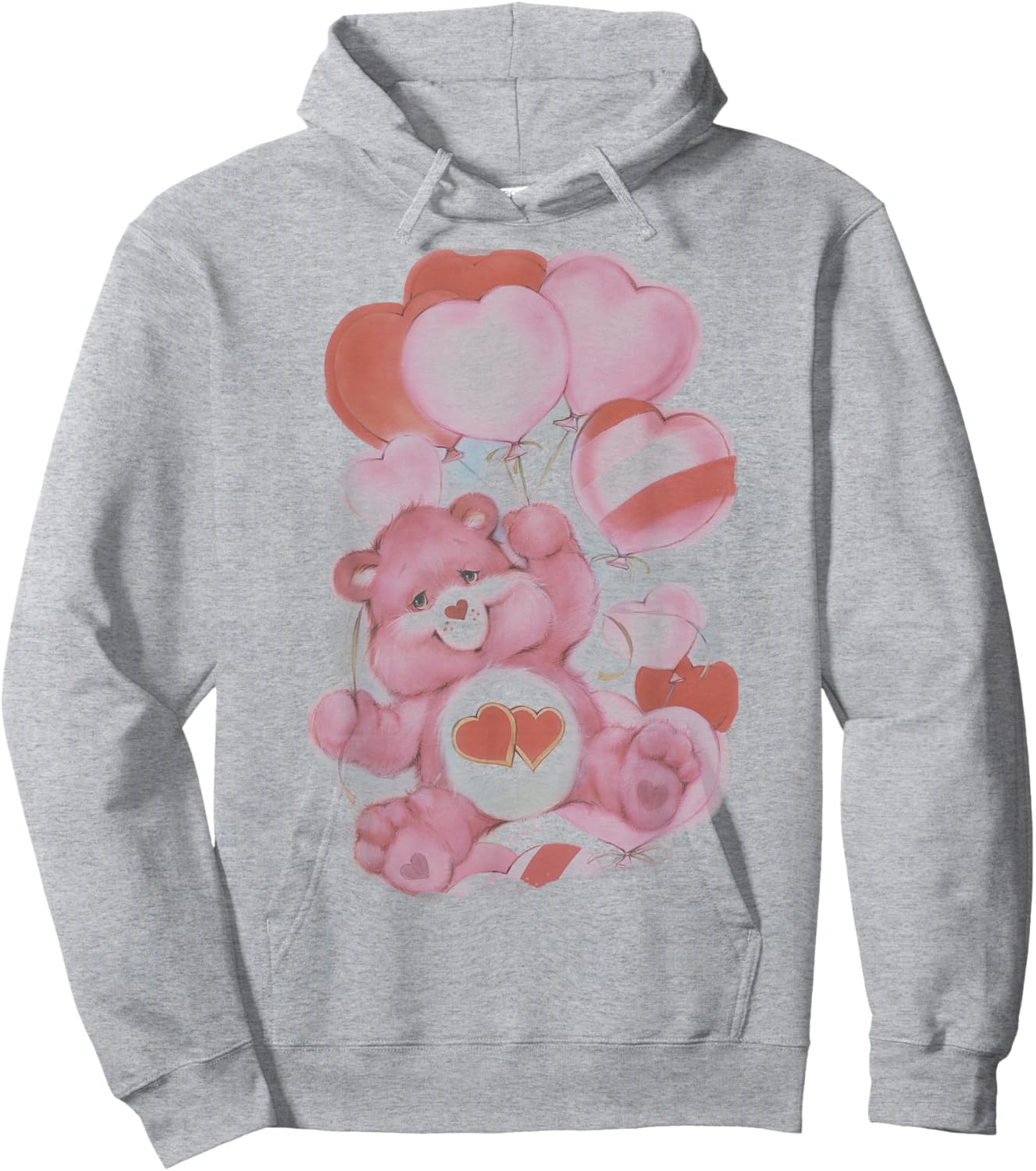 Care Bears Valentine's Day Love-a-Lot Bear Watercolor Hearts Hoodie - Hoodie | Ash