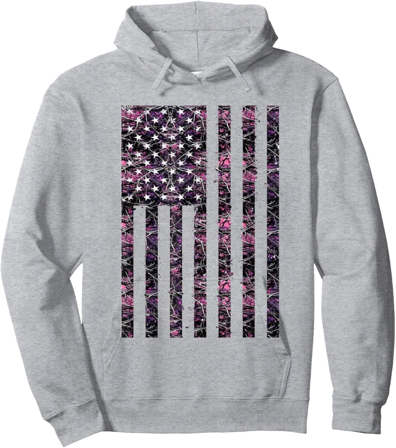 Pink Deer Hunting Camo Camouflage American USA US Flag Buck Hoodie - Hoodie | Ash