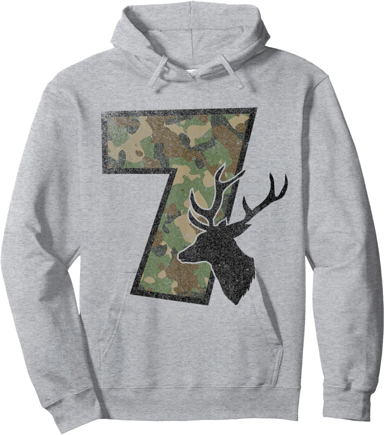 Country Boys Camo 7 Seven Year Old Birthday Deer Hunter Hoodie - Hoodie | Ash