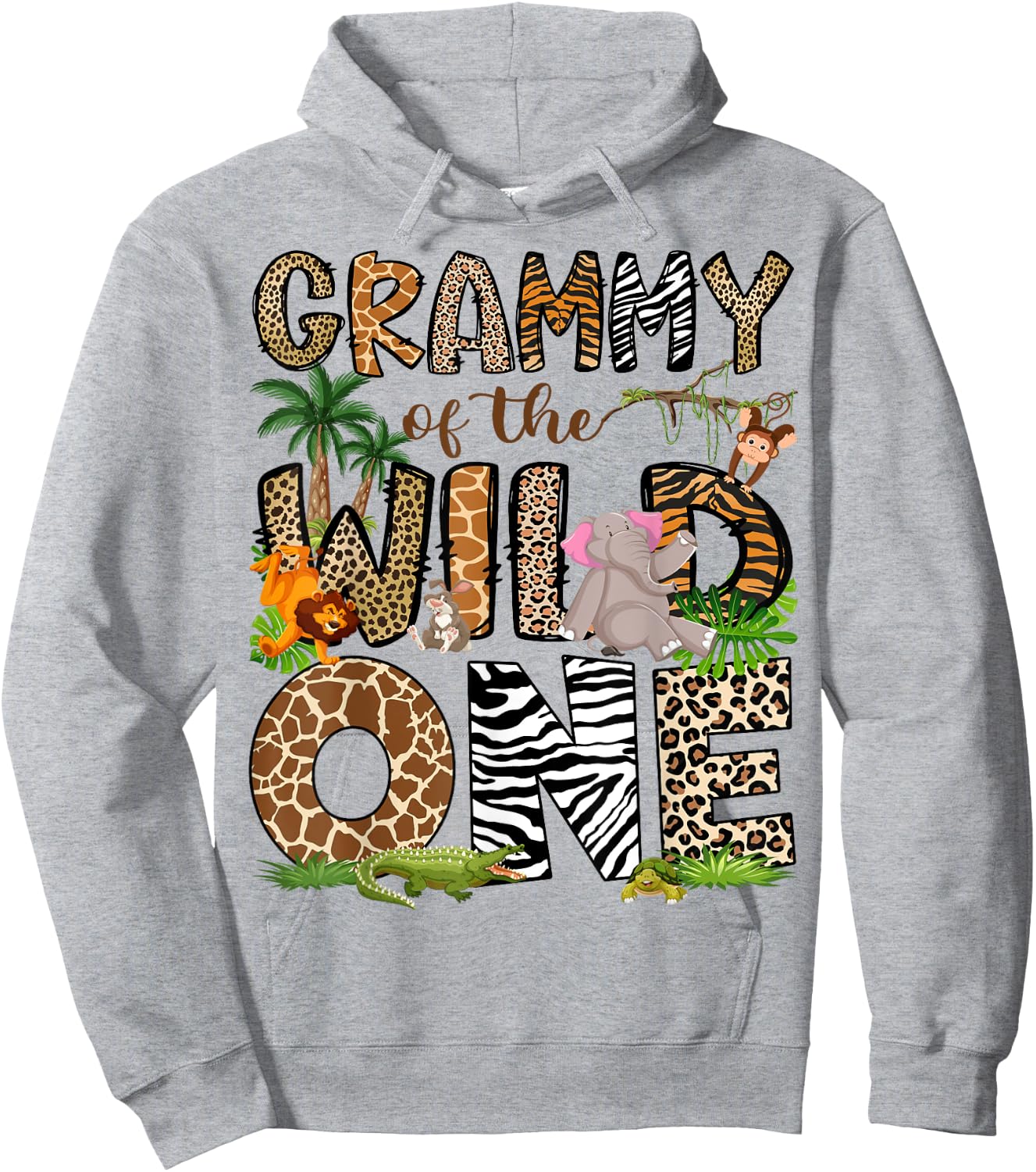 Grammy Of The Birthday Wild One 1St Birthday Safari Hoodie - Hoodie | Ash