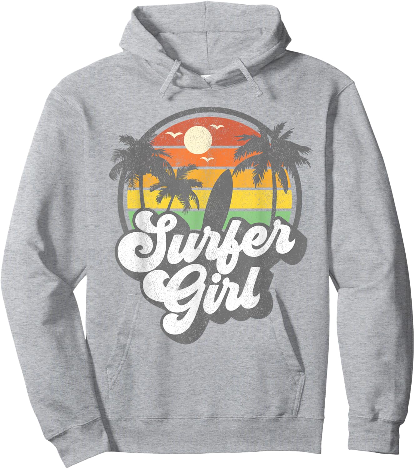 Surfer Girl Beach Retro 70s Vintage Surfing Vacation Gift Hoodie - Hoodie | Ash