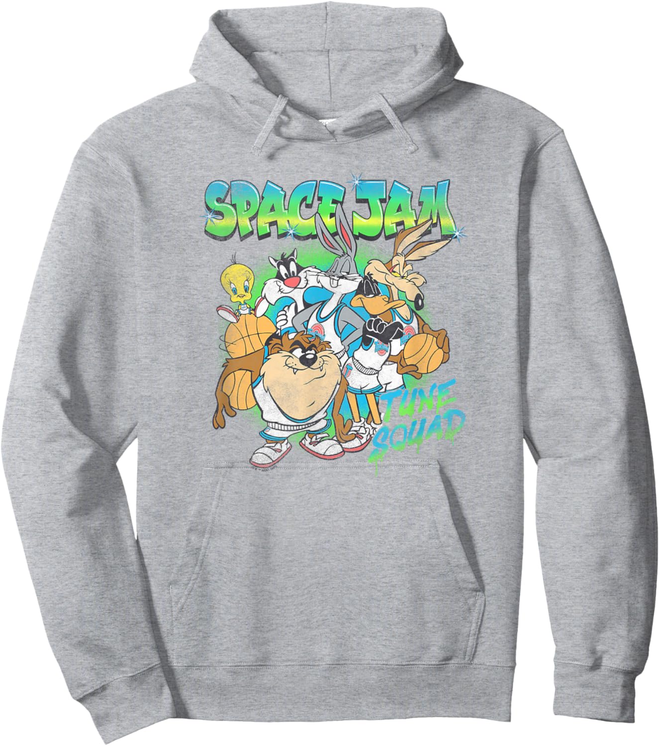 Space Jam Classic Tune Squad Airbrush Group Poster Hoodie - Hoodie | Ash