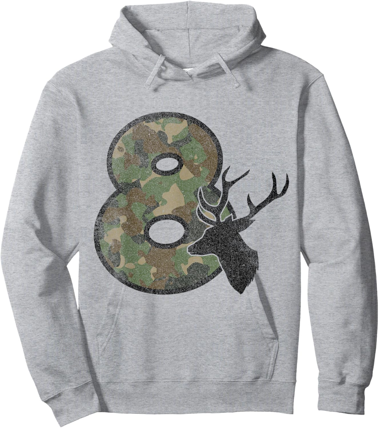Country Boys Camo 8 Eight Year Old Birthday Deer Hunter Hoodie - Hoodie | Ash