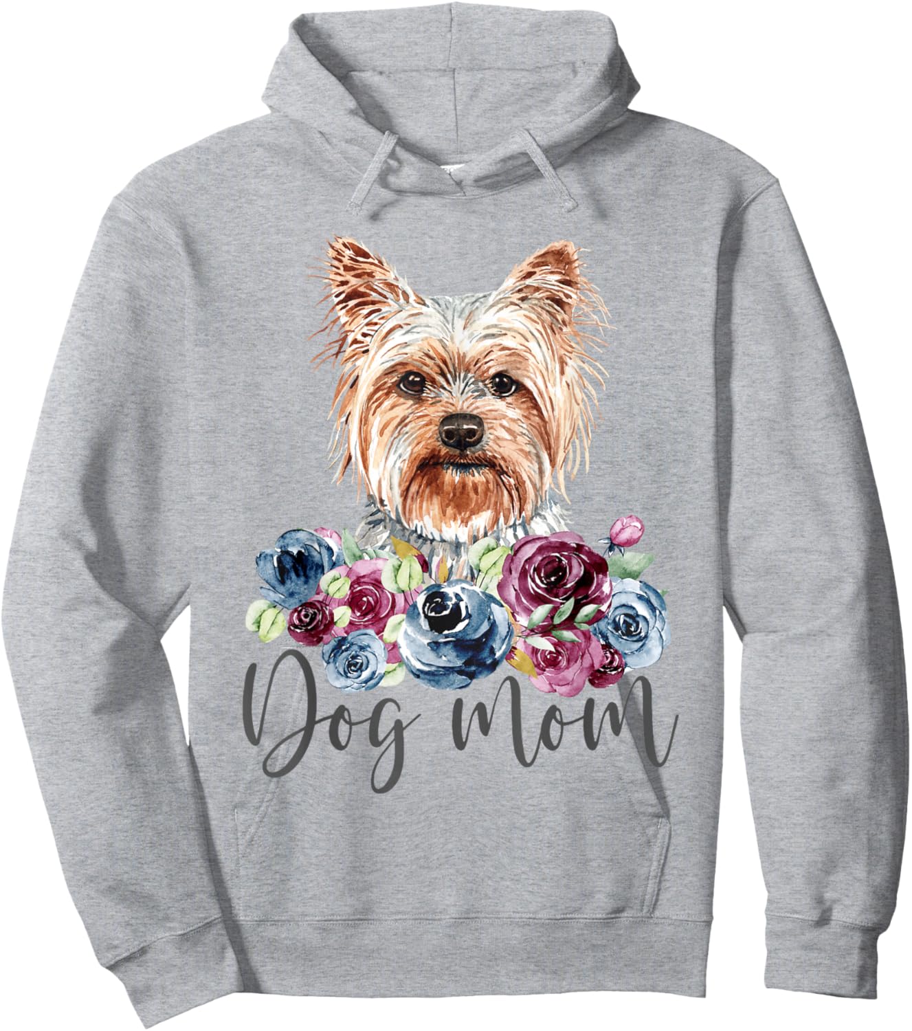 Yorkie Dog Mom Floral Yorkshire Terrier Hoodie - Hoodie | Ash