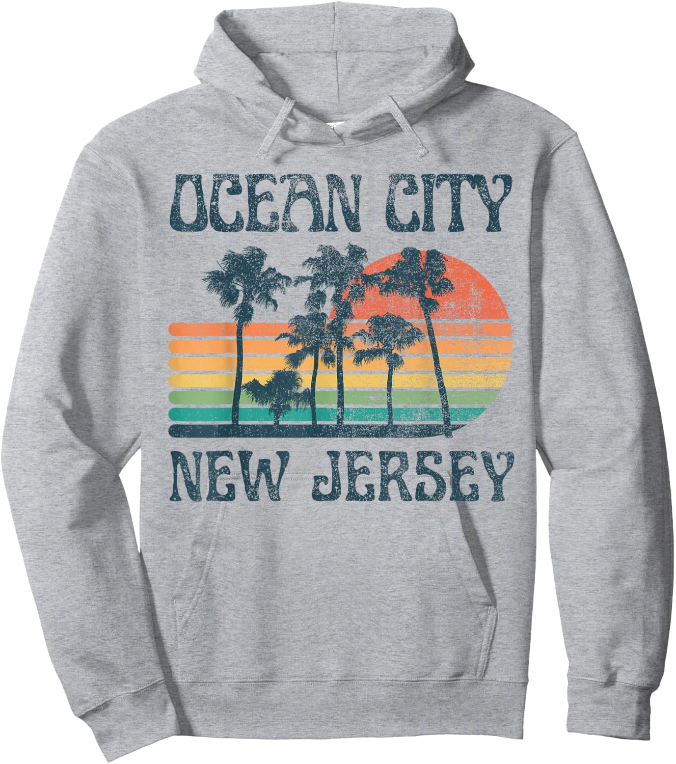 Ocean City New Jersey Beach Summer Vacation Vintage Hoodie - Hoodie | Ash
