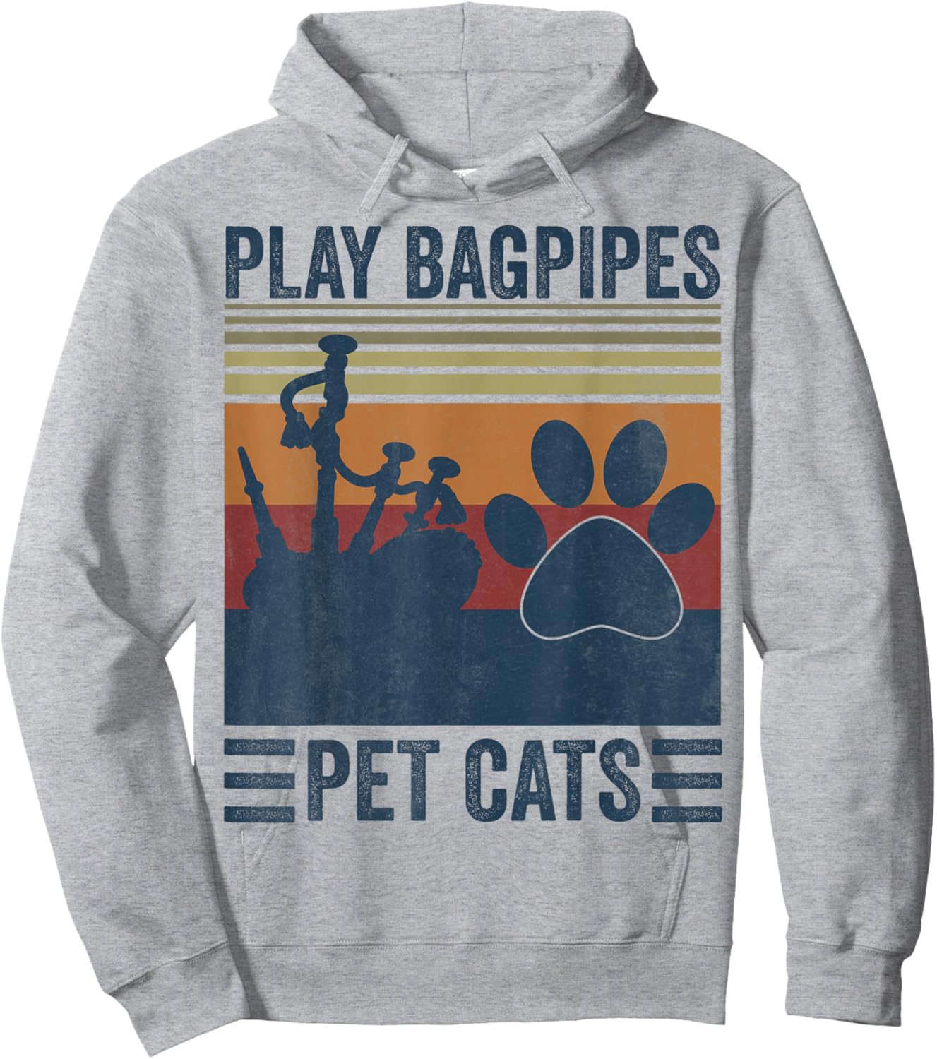 Funny Cat lover and Bagpipe Player - Pet Cats Play Bagpipes Hoodie - Hoodie | Ash