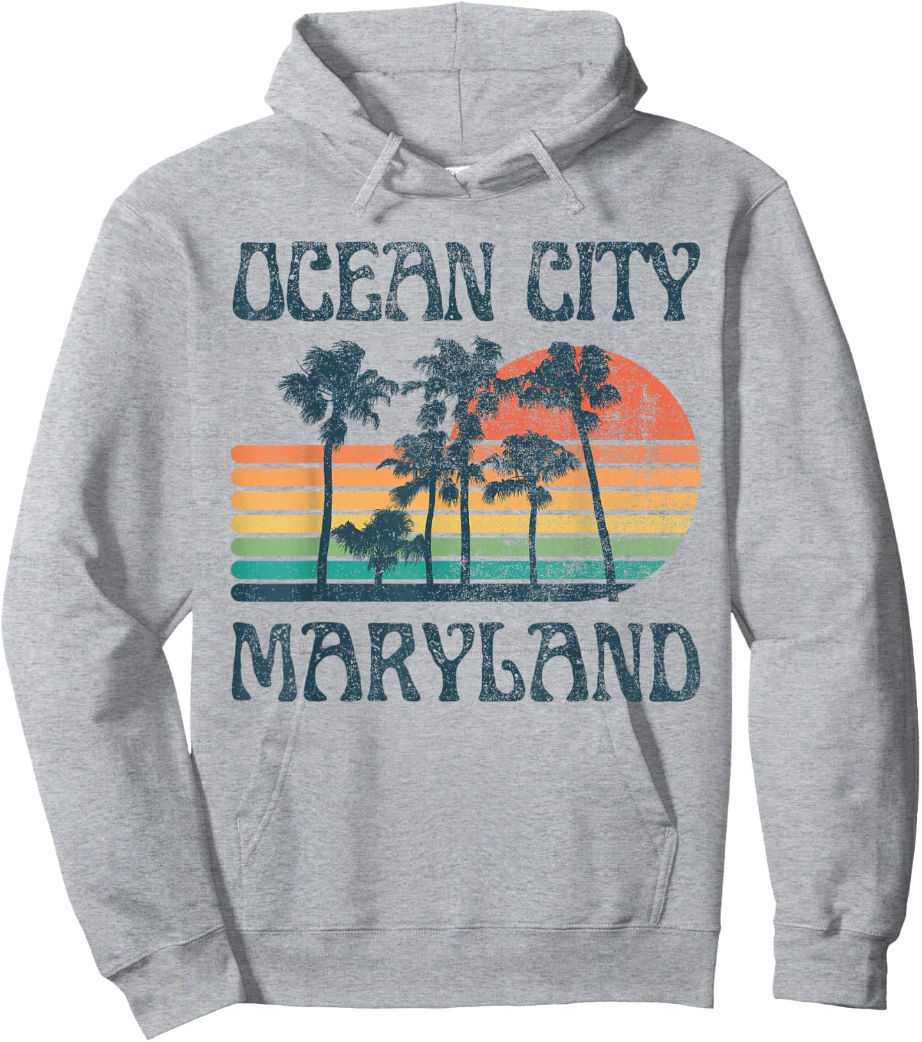 Ocean City Maryland Beach Summer Vacation Vintage Hoodie - Hoodie | Ash