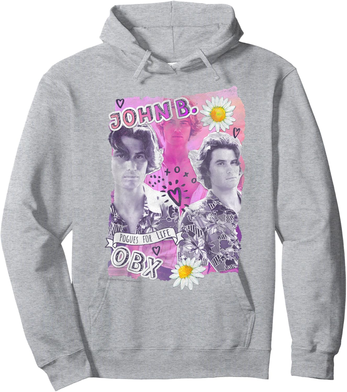 Outer Banks Valentine's Day John B. Hearts & Daisy Collage Hoodie - Hoodie | Ash