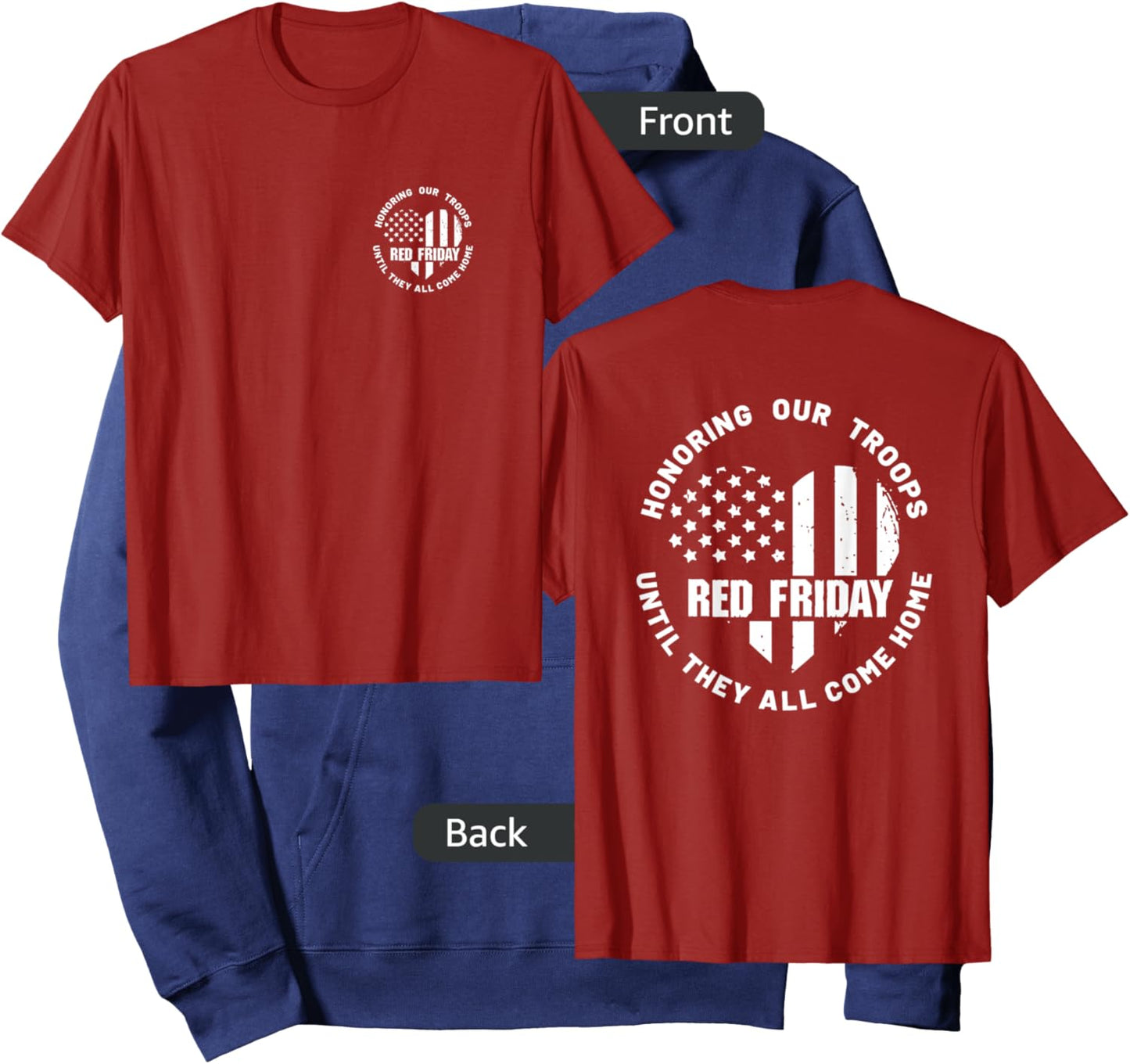 (2 Sided Print) Wear Red on Friday - US Military Deployed Hoodie - Hoodie | Navy