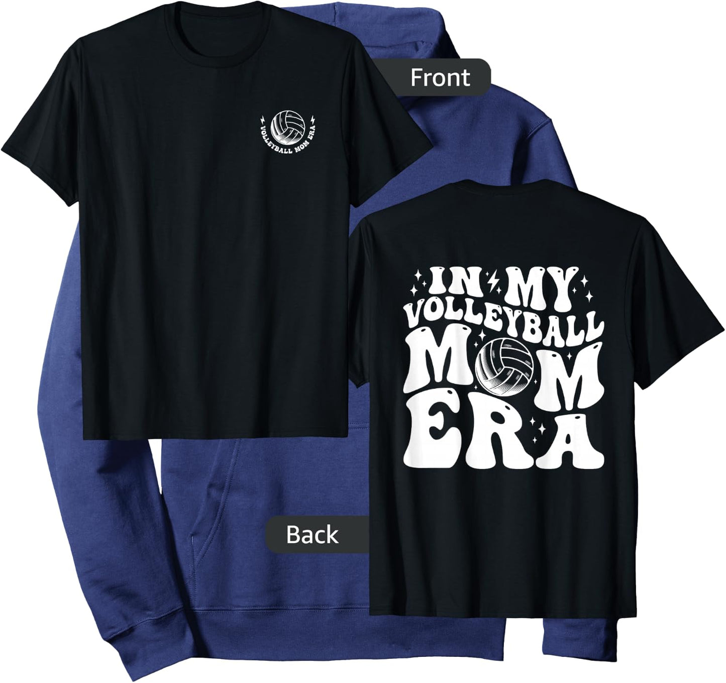 in My Volleyball Mom Era Groovy Retro Funny (2 Sides) Hoodie - Hoodie | Navy