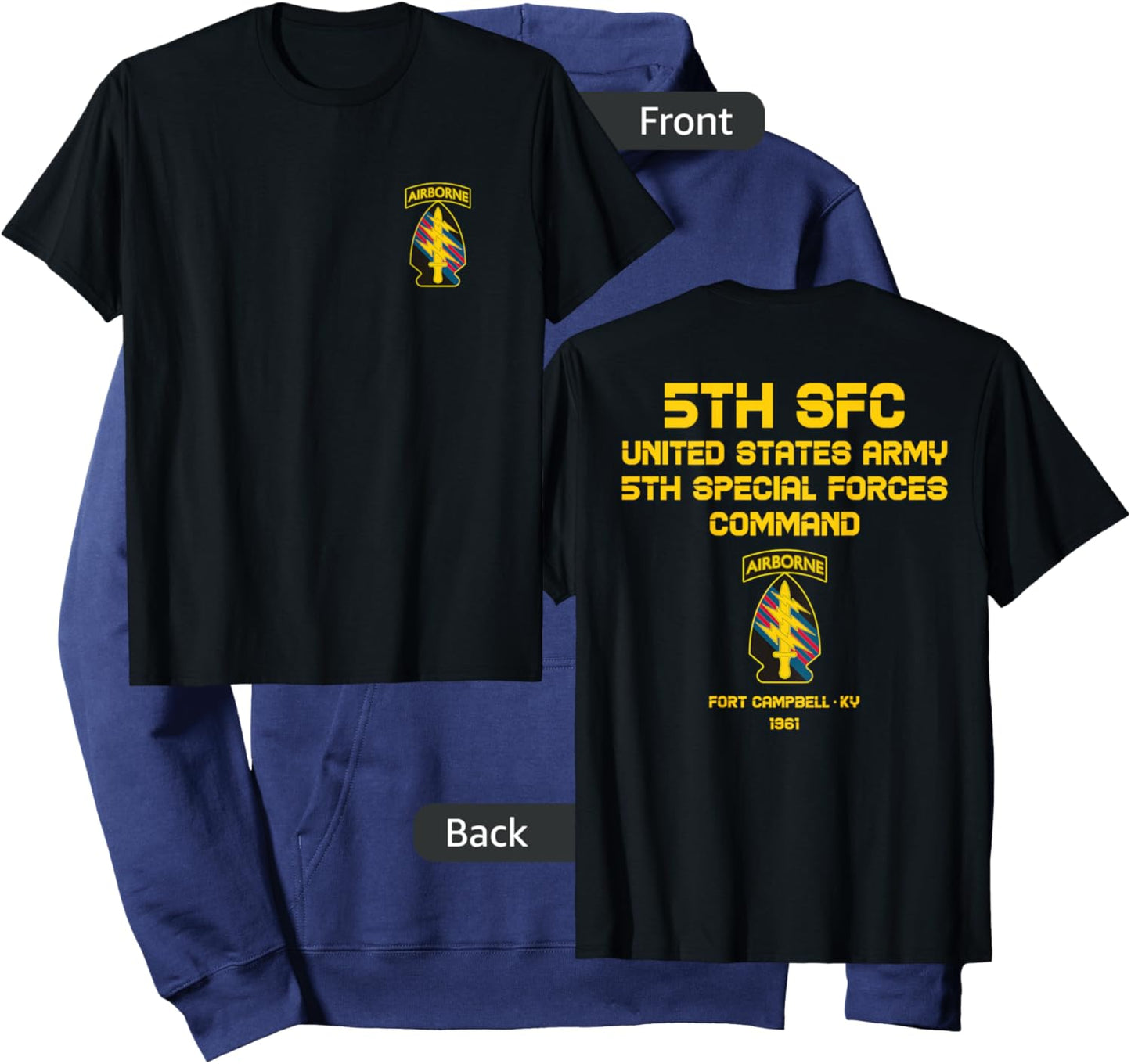 US Army 5th Special Forces Command Airborne USA Paratrooper Hoodie - Hoodie | Navy