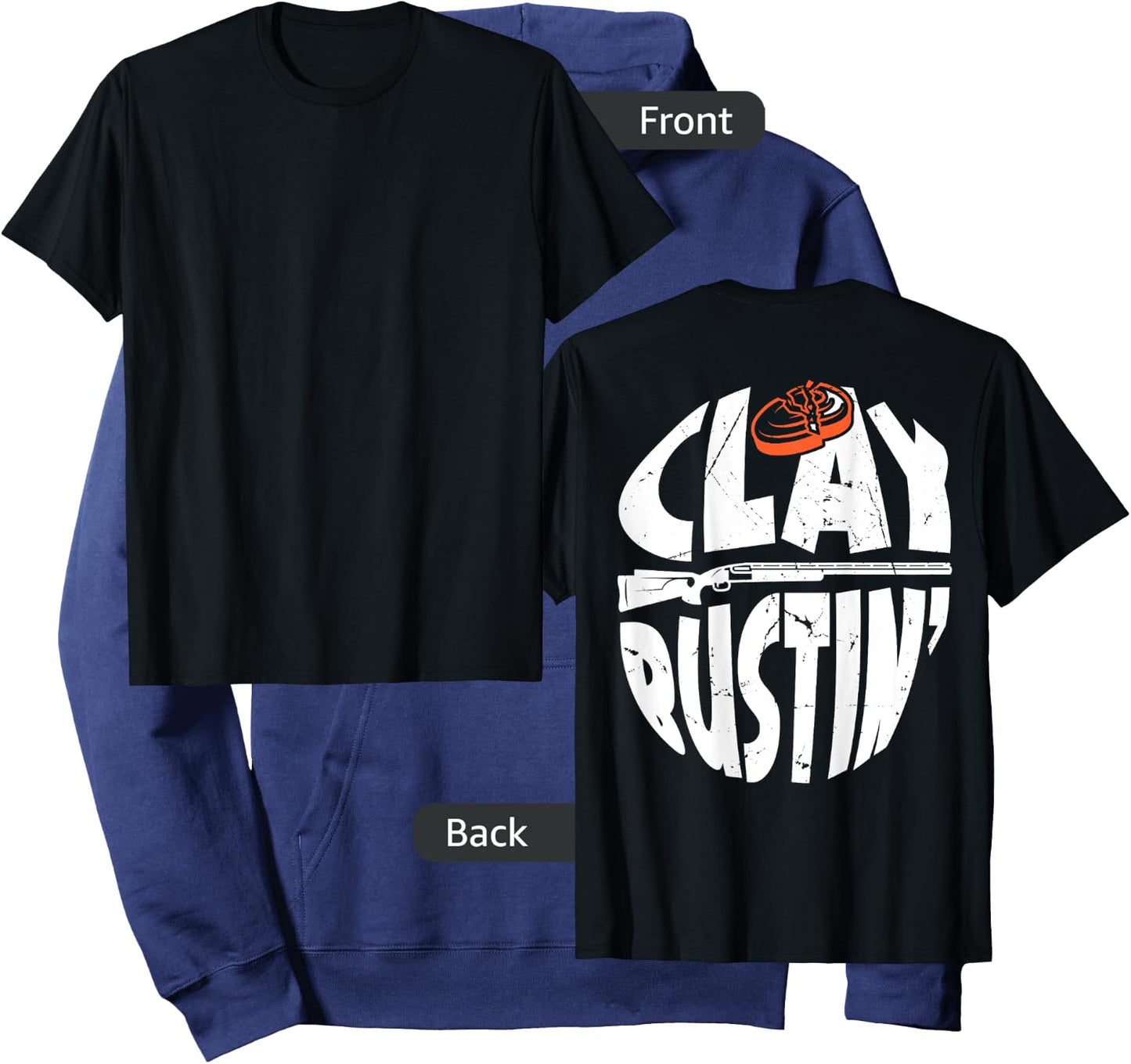 Trap Shooting Costume Gun Stuff Clay Bustin´ BACK PRINT Hoodie - Hoodie | Navy