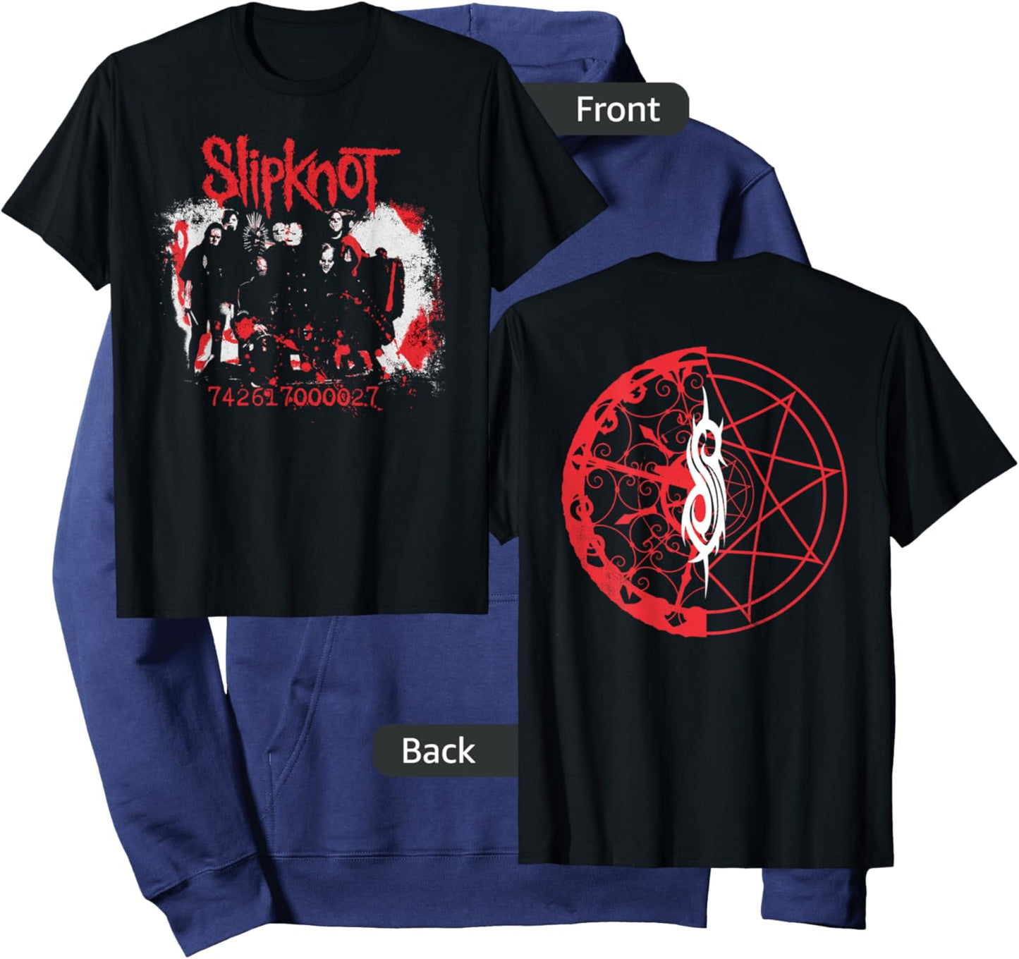 Slipknot Men's -Adults Black with Slipknot Band Photo Hoodie - Hoodie | Navy