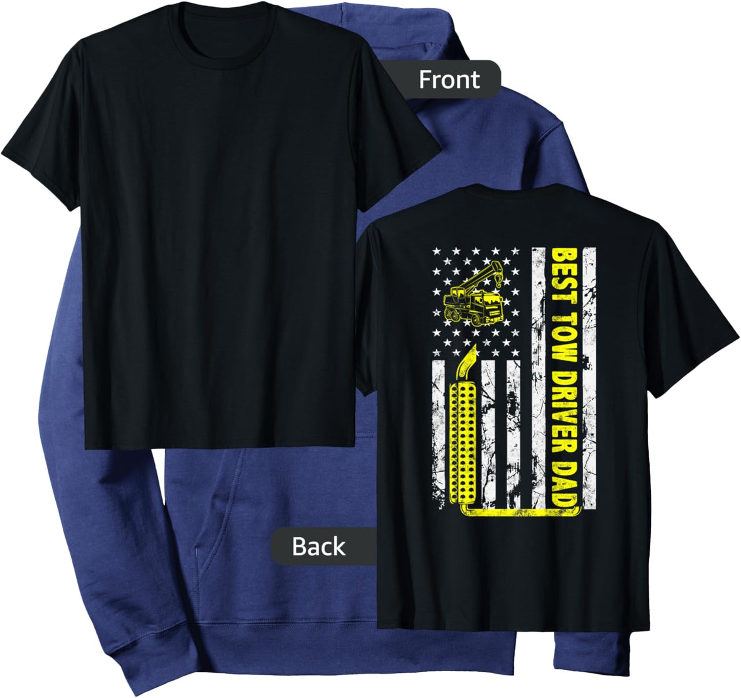 Best Tow Truck Driver Dad Ever American Flag gift Towing Dad Hoodie - Hoodie | Navy