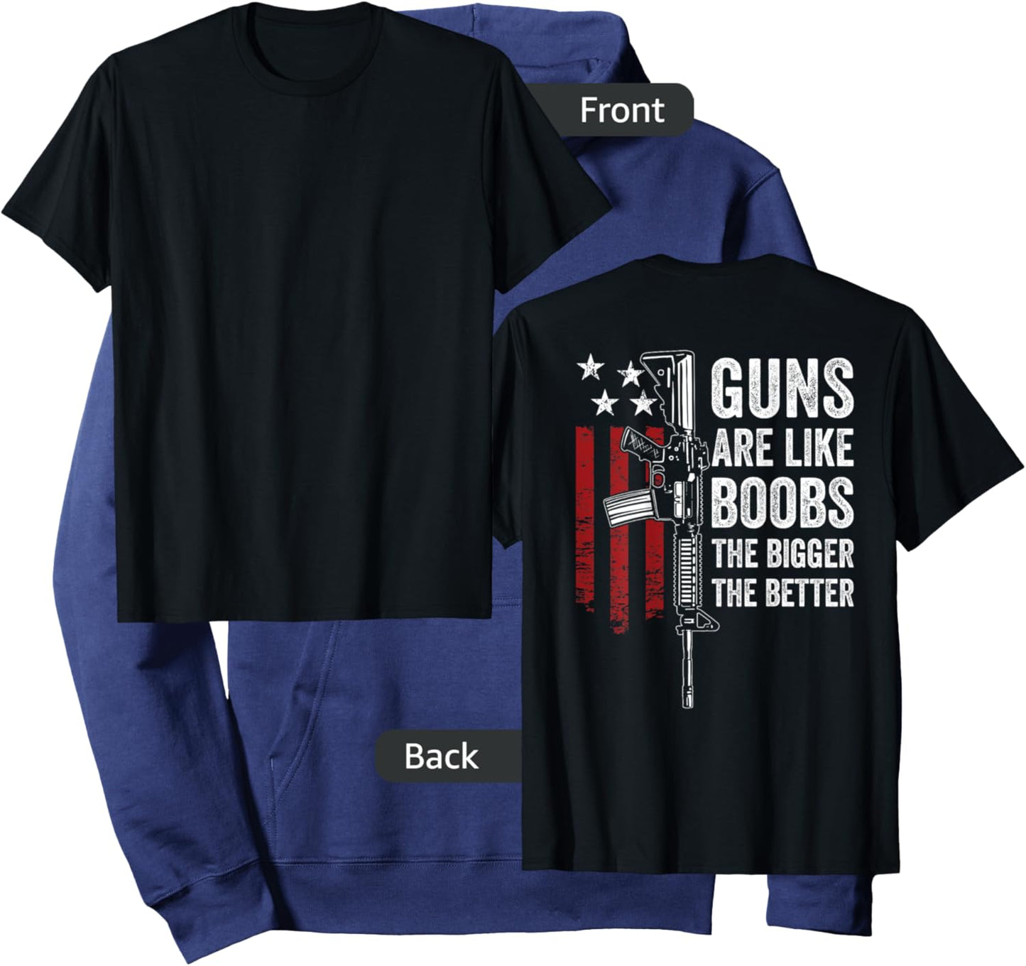 Guns Are Like Boobs - Funny Titties Gun Joke - ON BACK Hoodie - Hoodie | Navy