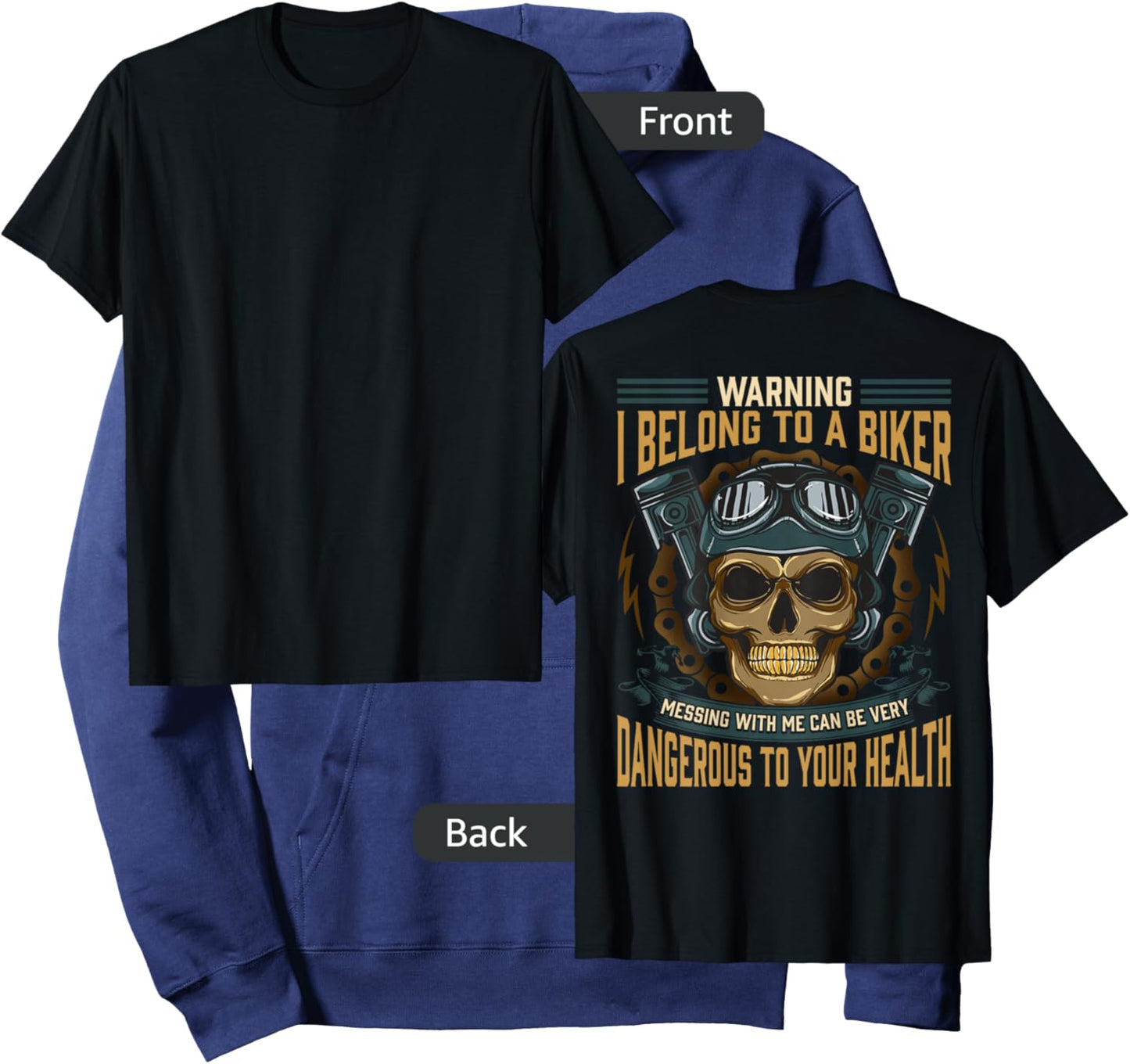 Biker Girlfriend Wife I Belong To A Biker Valentine On Back Hoodie - Hoodie | Navy