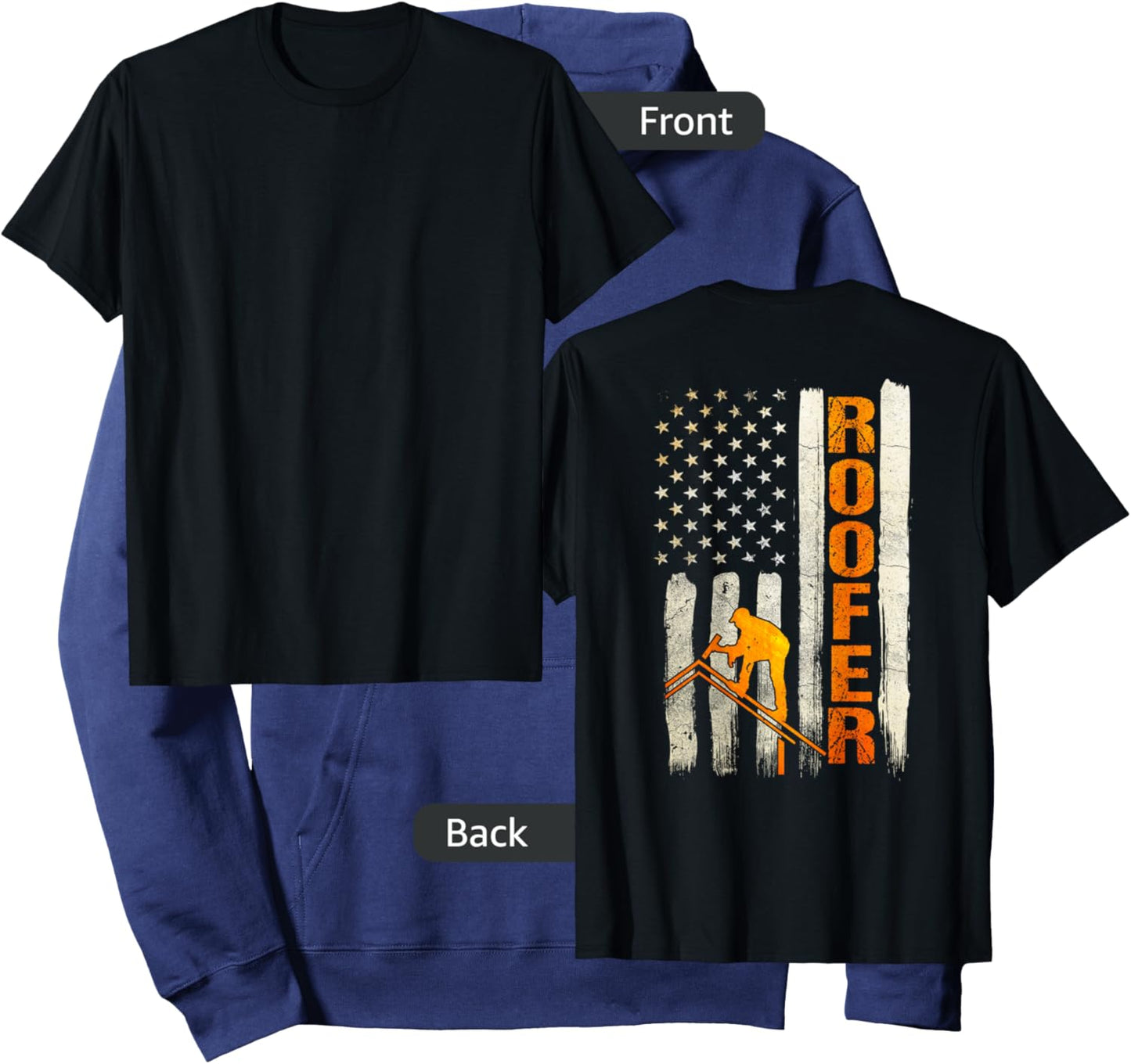 Roofer Gifts Roofing Design On Back of Clothing Hoodie - Hoodie | Navy