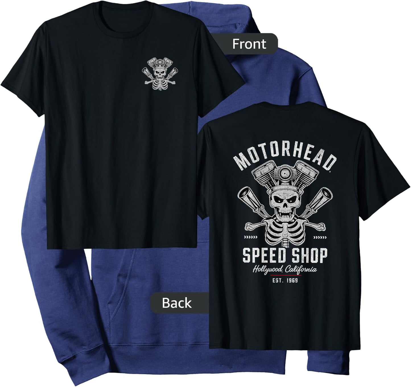 Skeleton Motor Head Speed Shop Hot Rod Mechanic Car Lover Hoodie - Hoodie | Navy
