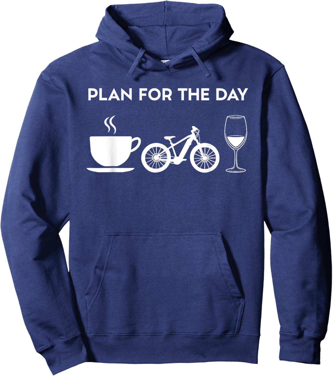 Funny Coffee E-Bike Bikes Electric MTB Wine Hoodie - Hoodie | Navy